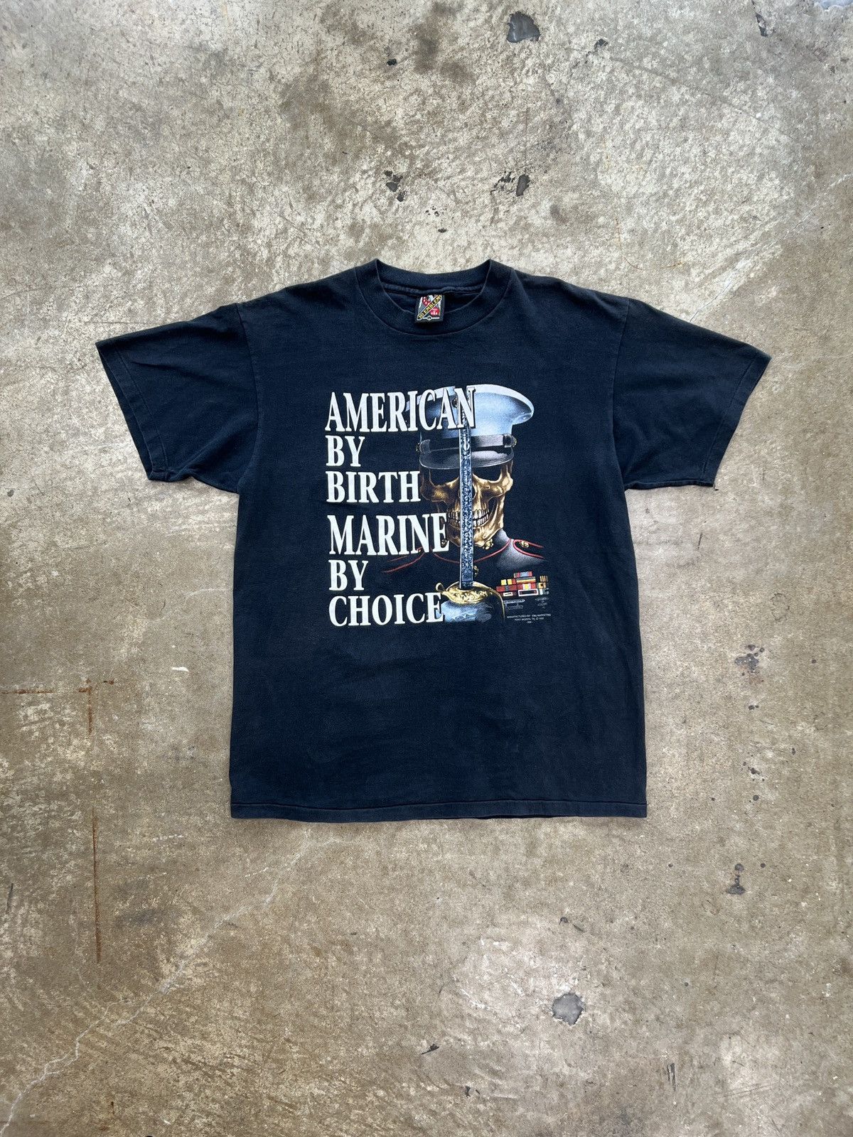 Vintage Vintage 1992 3D Emblem American Marine Skull USA Tee Large Size US L / EU 52-54 / 3 - 2 Thumbnail