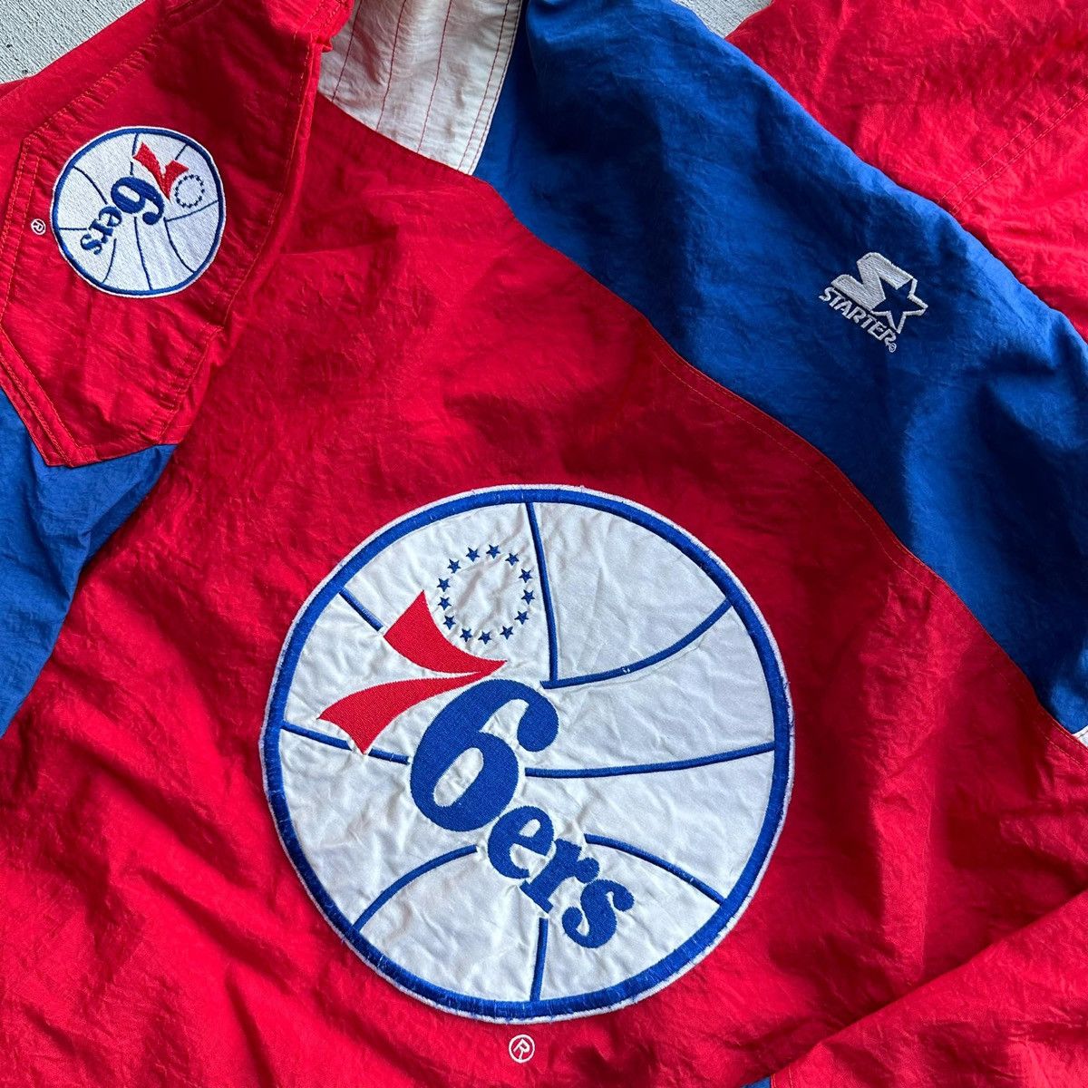 Starter Vintage 90s NBA Philadelphia 76ers Sixers Starter Pullover Size US XL / EU 56 / 4 - 3 Thumbnail