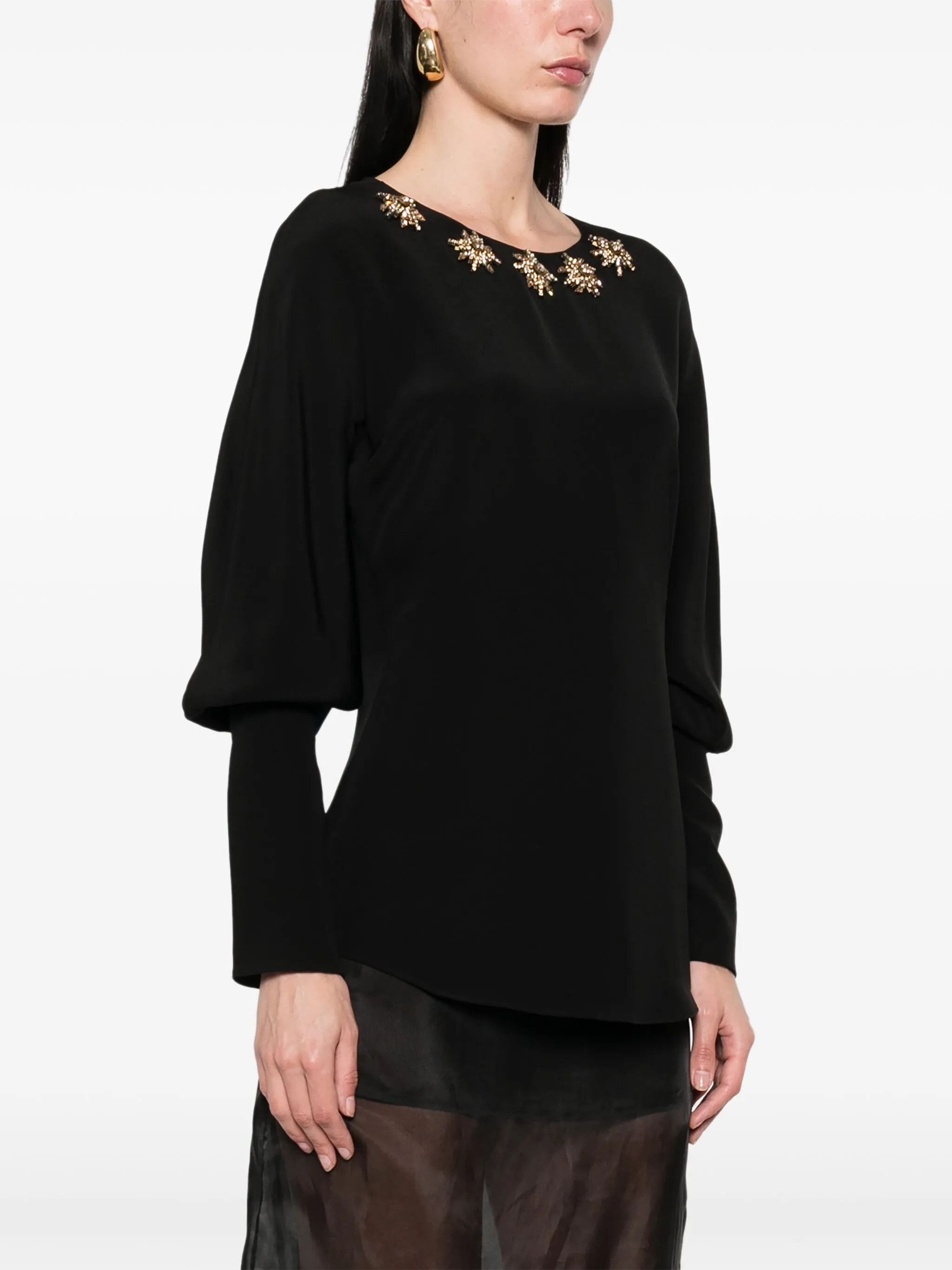 Alexander McQueen o1y0325 Silk Top in Black Size XS / US 0-2 / IT 36-38 - 3 Thumbnail