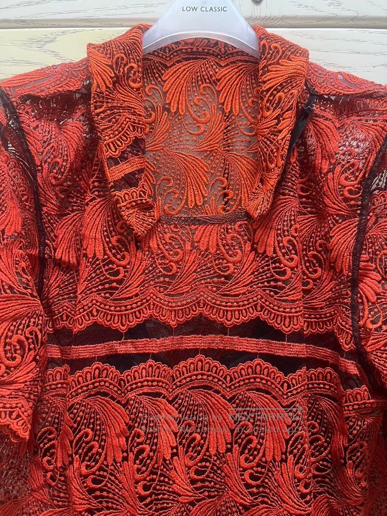 Comme des Garcons Comme Des Garcons Red Lace Dress Size L / US 10 / IT 46 - 3 Thumbnail