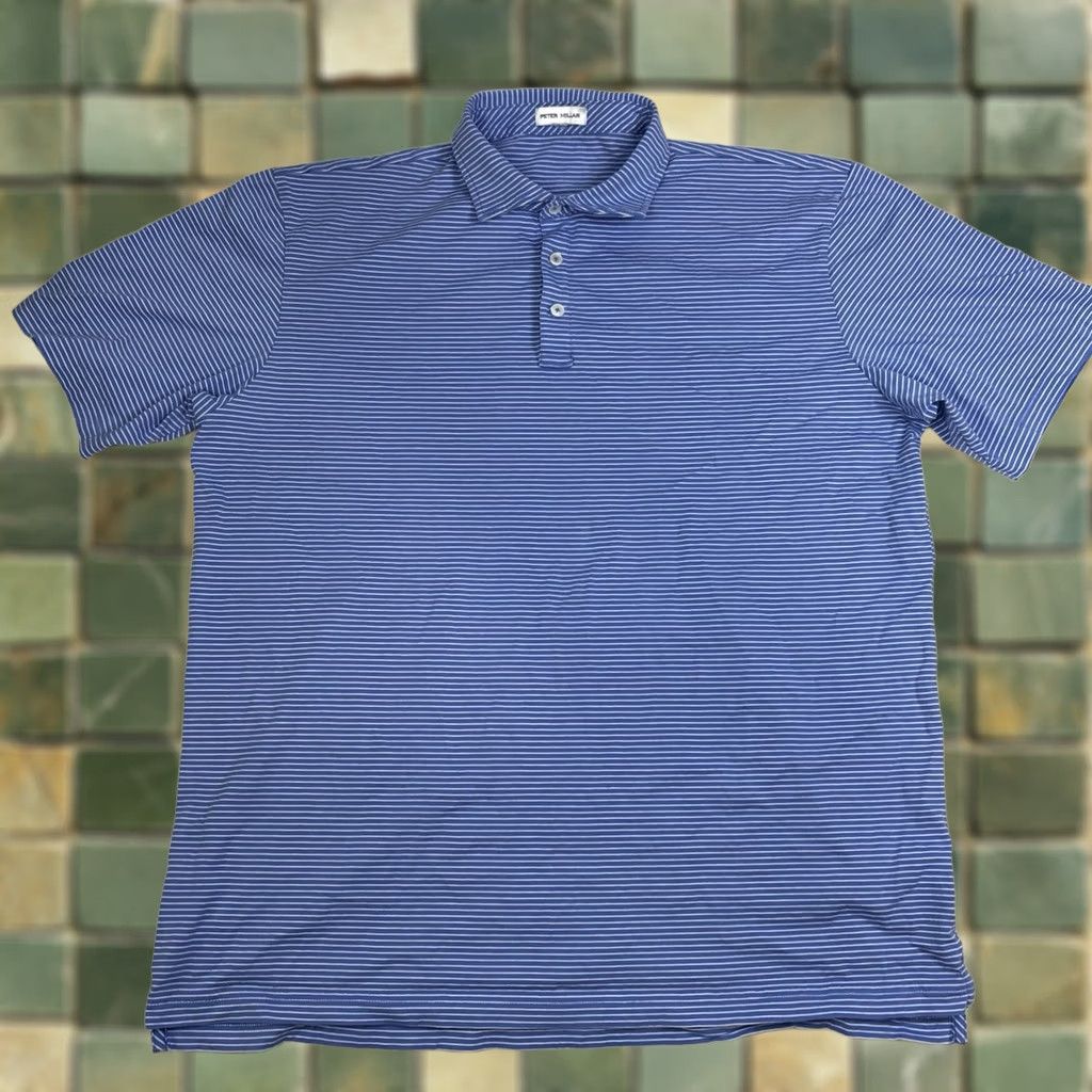Peter Millar Peter Millar Polo Shirt Men’s XL Striped Blue Pima Cotton Golf Lightweight Mens XL Blue Striped Polo Golf Lightweight Size US XL / EU 56 / 4 - 1 Thumbnail