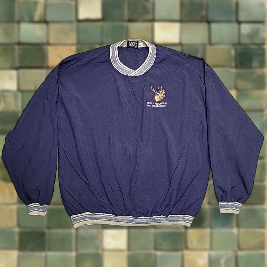 Vintage VINTAGE Rocky Mountain Elk Foundation Jacket Men L Blue Windbreaker RMEF Made in USA Embroidered Logo Outdoor Casual Mens Jacket Size US L / EU 52-54 / 3 - 1 Thumbnail