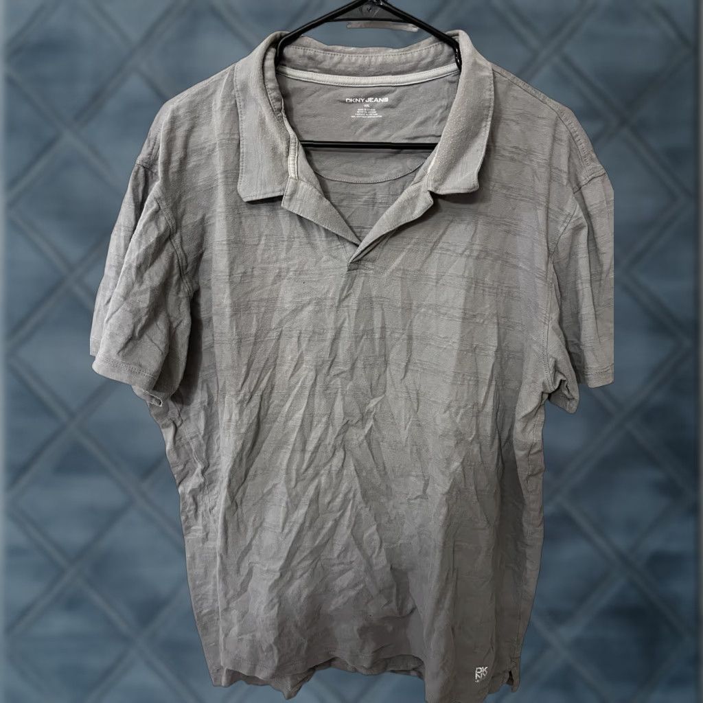 DKNY DKNY Polo Shirt Adult 2XL Gray Solid Designer Mens Size US XXL / EU 58 / 5 - 1 Thumbnail