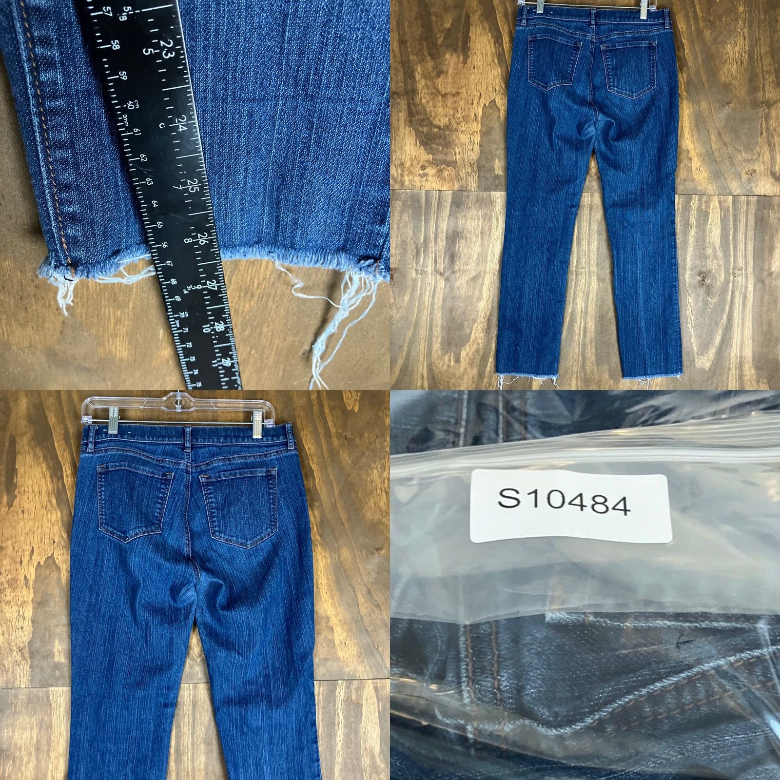 Loft VINTAGE LOFT Womens Jeans Blue Petite Original Straight Leg Mid Rise Raw Hems Stretch 8P Size 30" / US 8 / IT 44 - 8 Thumbnail
