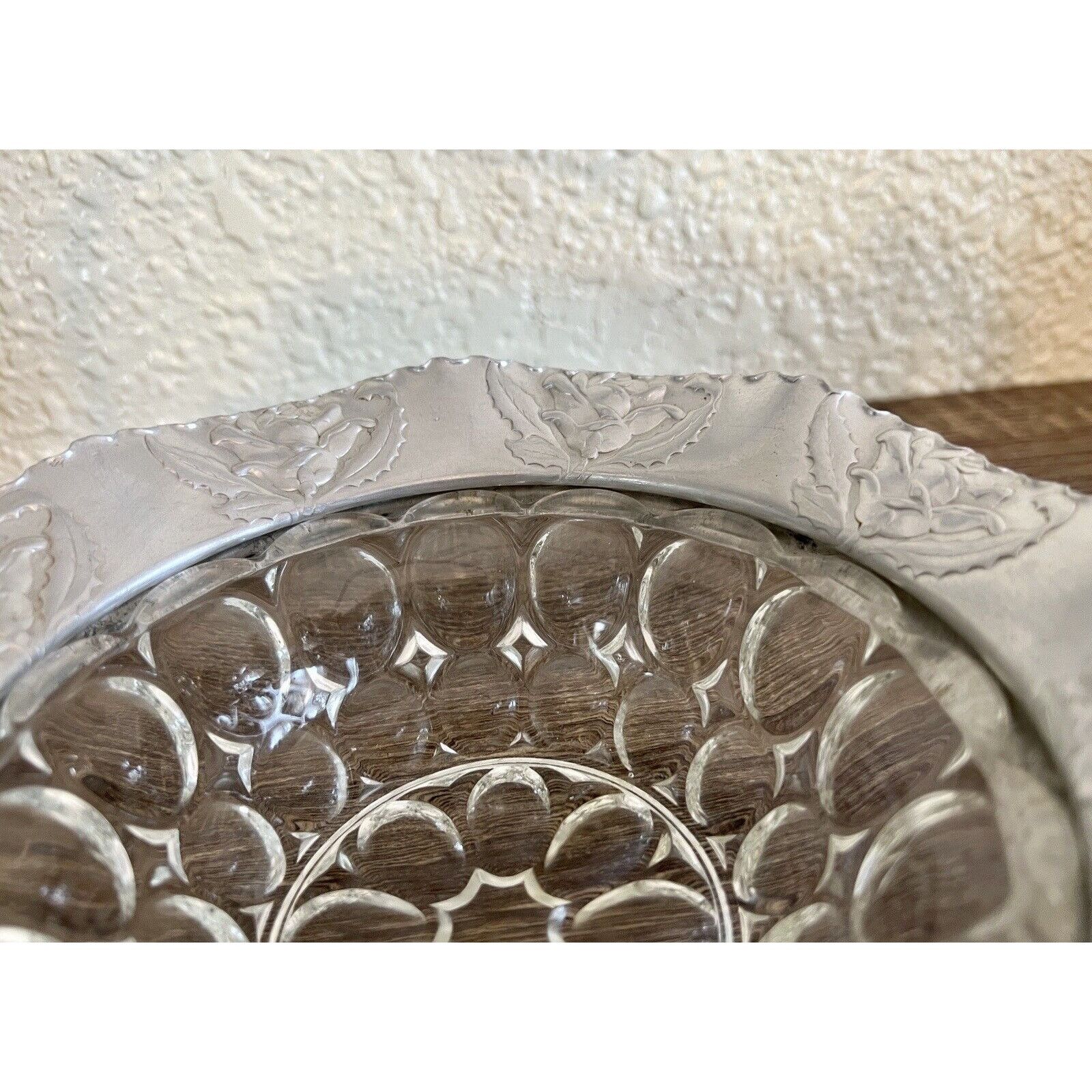 Other Vintage Hammered Aluminum Rose Pattern & Thumbprint Glass Size ONE SIZE - 6 Thumbnail