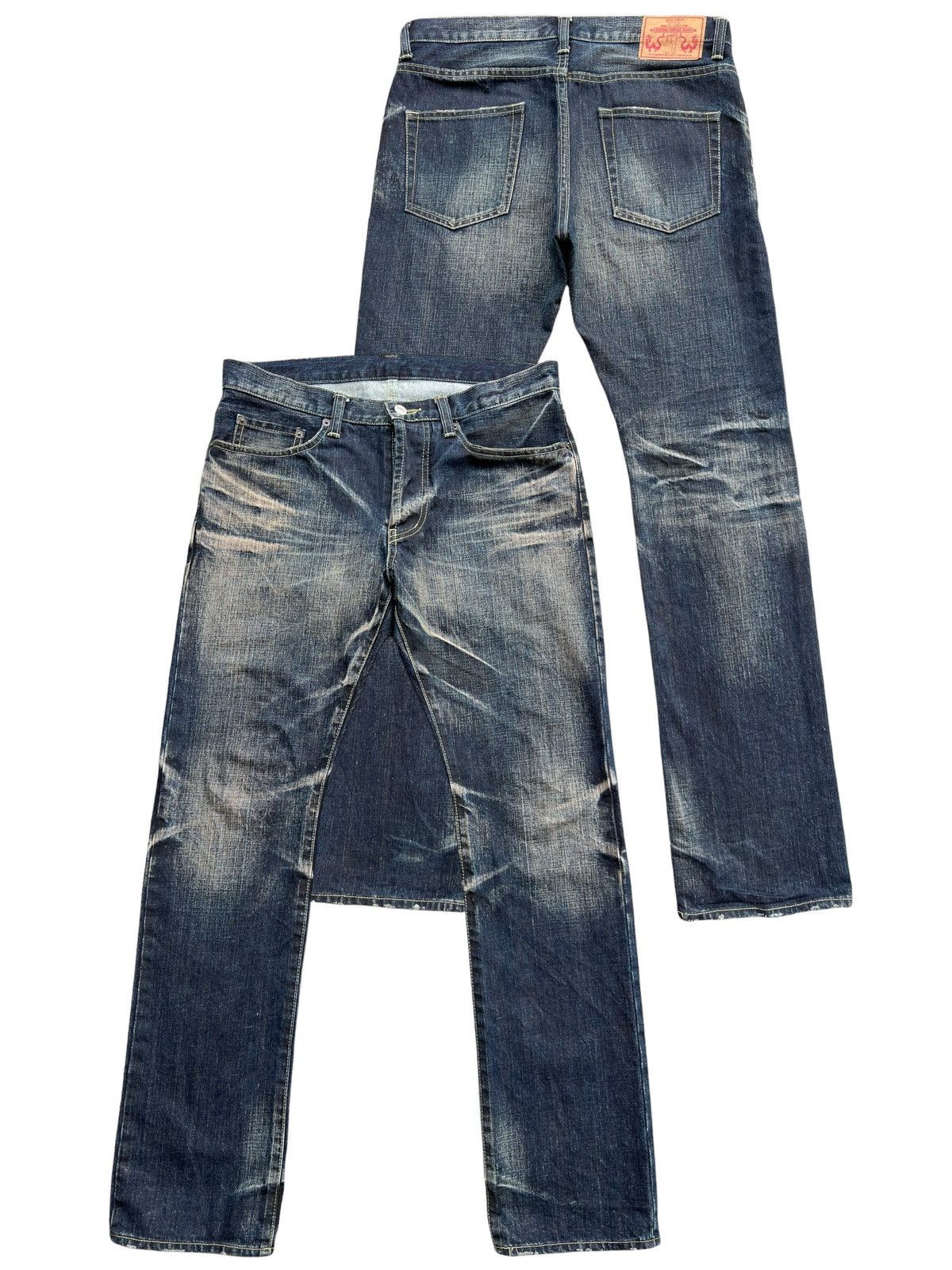 image of Vintage Takeo Kikuchi Mudwash Distressed Denim Jeans 34X32 in Denim Blue, Men's