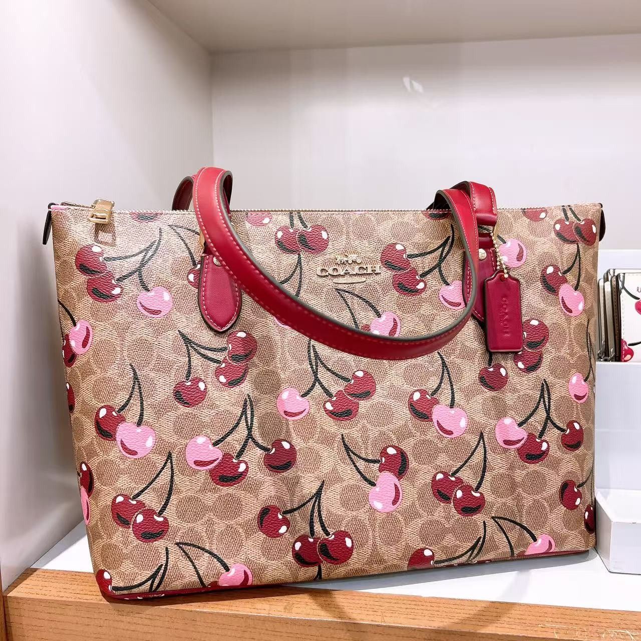 Coach 🍒 Gallery Tote Bag In Signature Canvas With Cherry