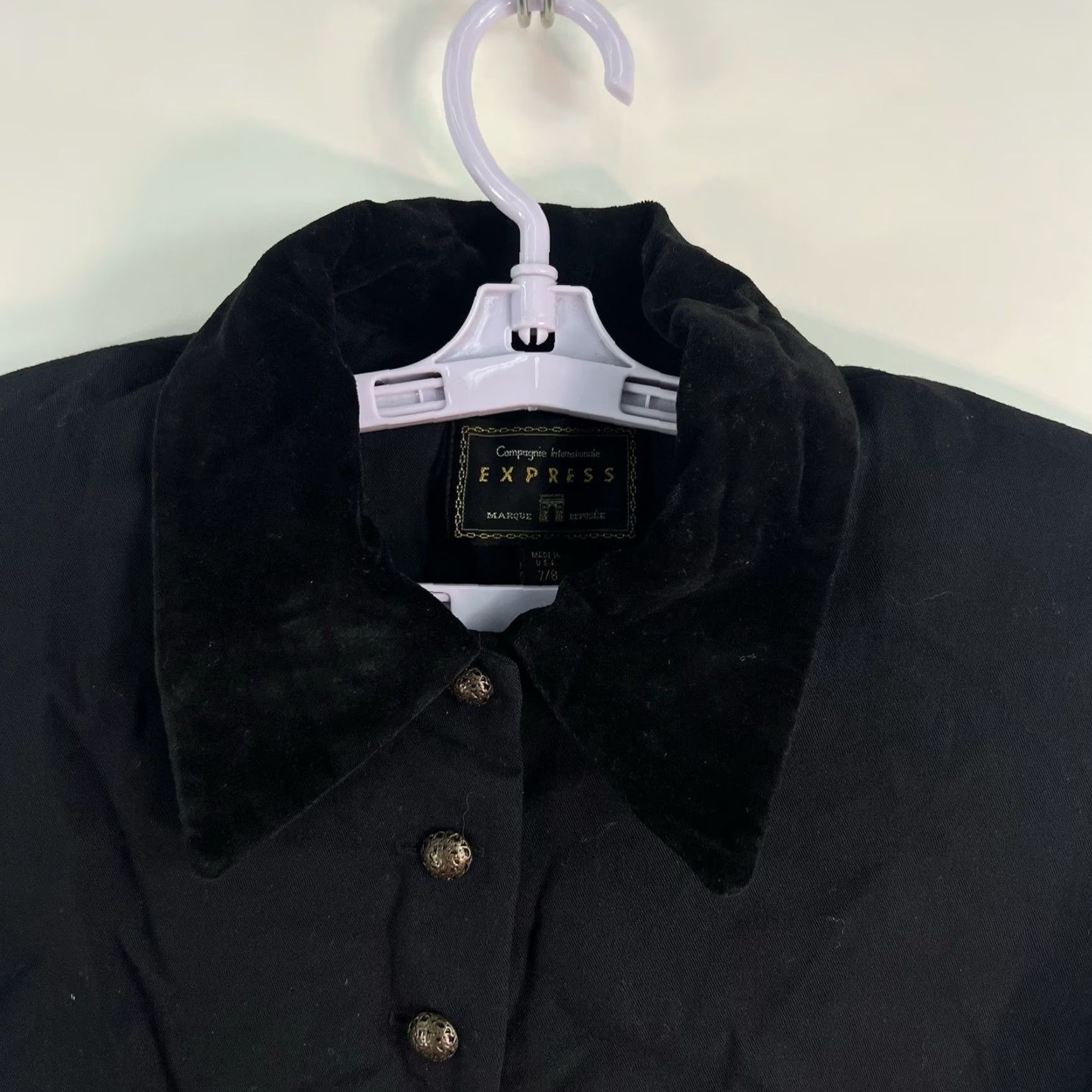 Express VINTAGE Champagne International Express Jacket Women’s SZ 7/8 S/M Black Velvet Collar 1950s United States Size S / US 4 / IT 40 - 3 Thumbnail