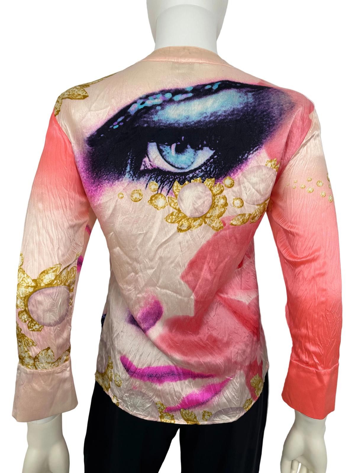 Roberto Cavalli Roberto Cavallo S/S 2001 Liz Taylor Eye Print Silk Shirt Size XS / US 0-2 / IT 36-38 - 1 Thumbnail