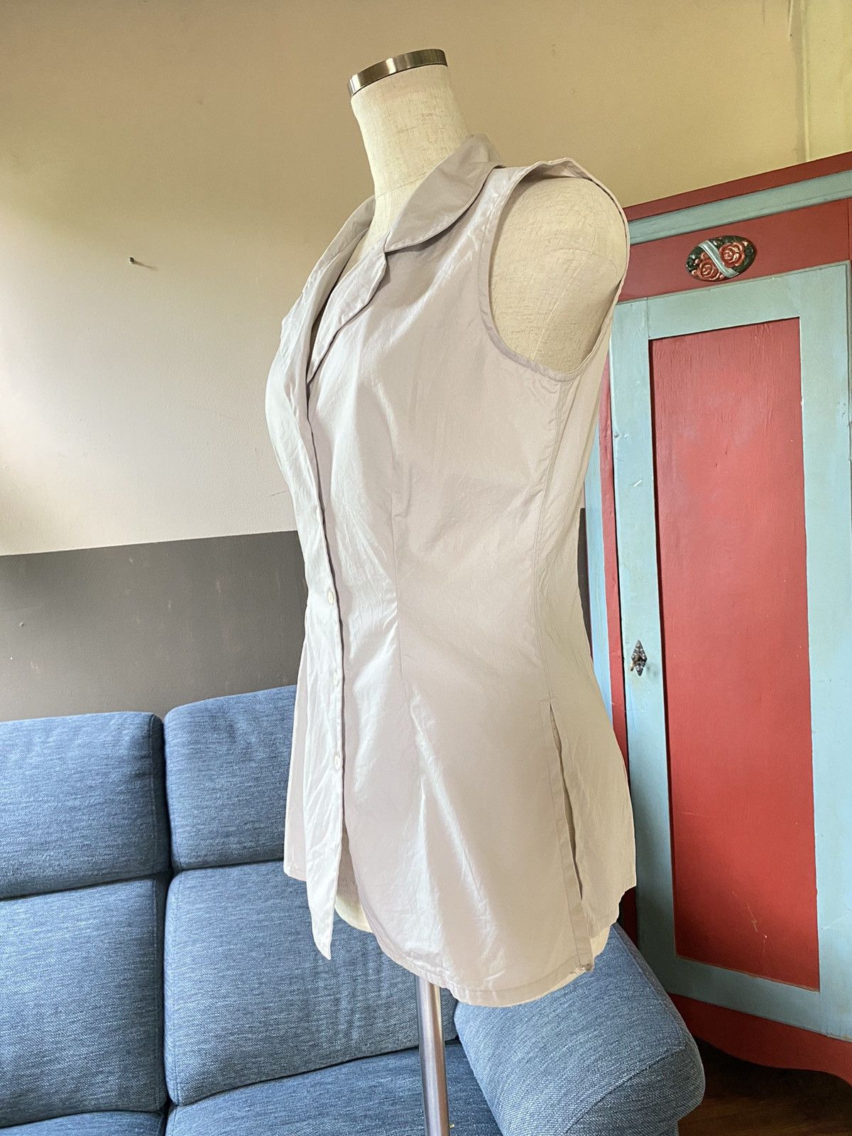 agnes b. agnes b. PARIS Gray Sleeveless Button Shirt Size XS / US 0-2 / IT 36-38 - 6 Thumbnail
