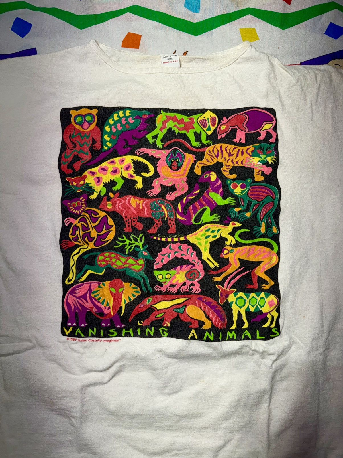 Other Vintage Rare! 80s Susan Costello Vanishing Animals T-shirt Size US XXL / EU 58 / 5 - 3 Thumbnail