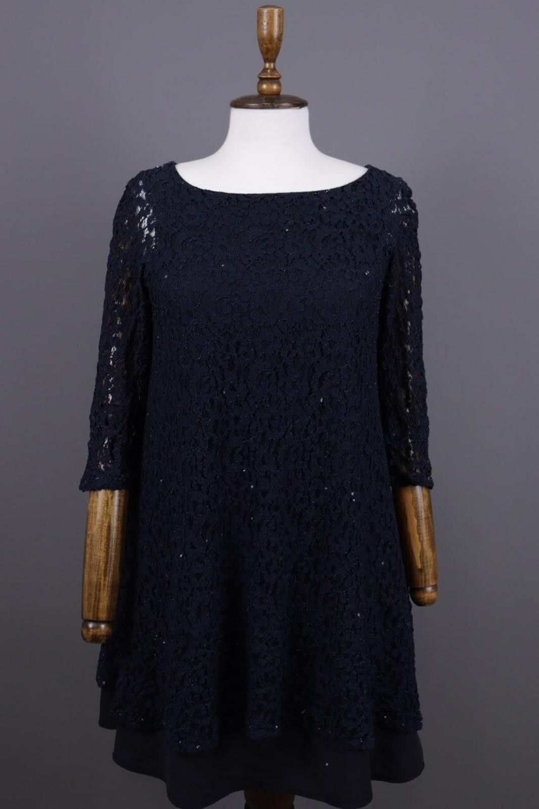 Designer Claudie Pierlot Blue Floral Mesh Evening Midi Dress Size 38 Size M / US 6-8 / IT 42-44 - 1 Thumbnail