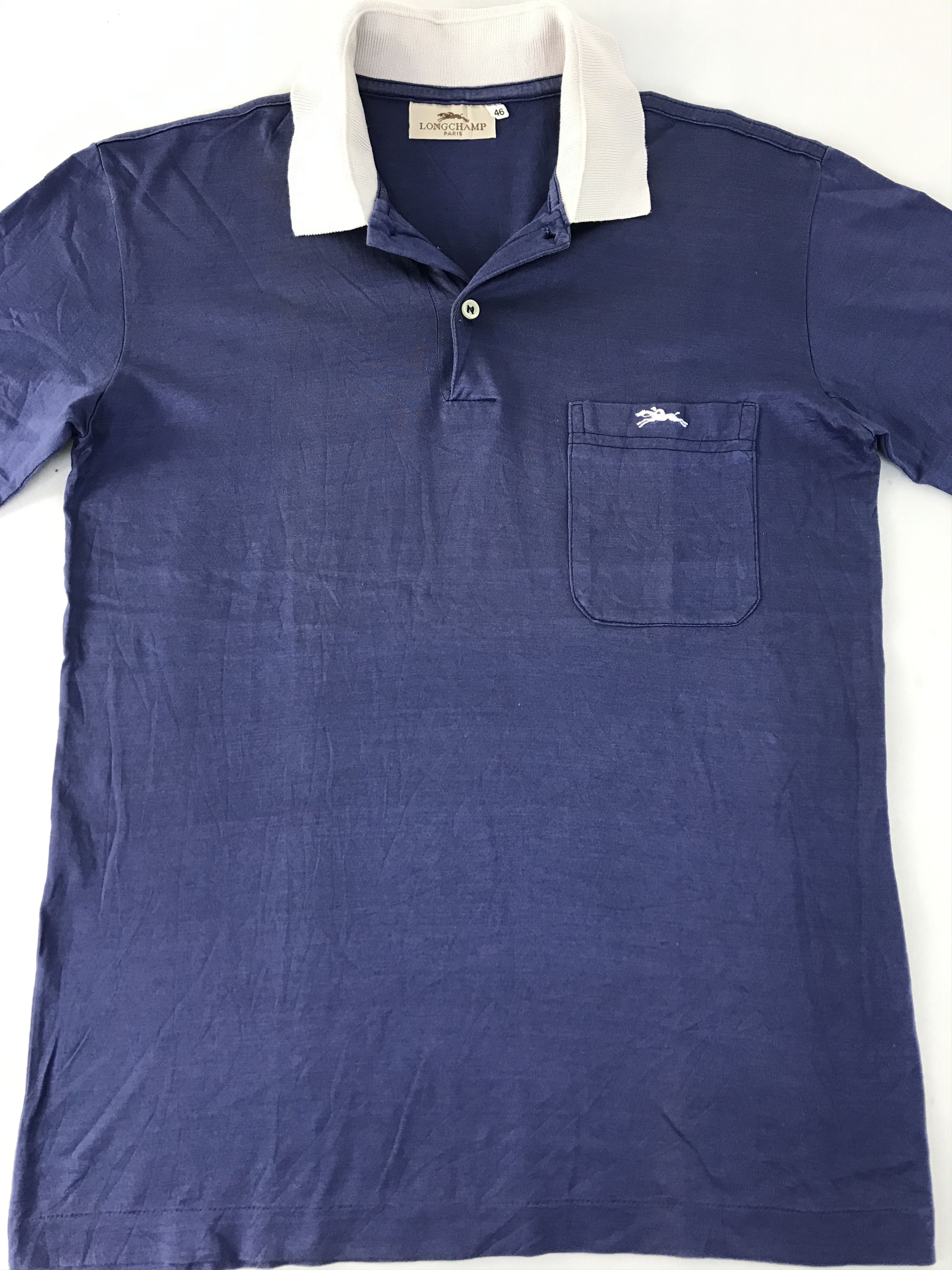 Longchamp 90s Longchamp Paris Polo Tee Plain Single Pocket Design Size US S / EU 44-46 / 1 - 3 Thumbnail