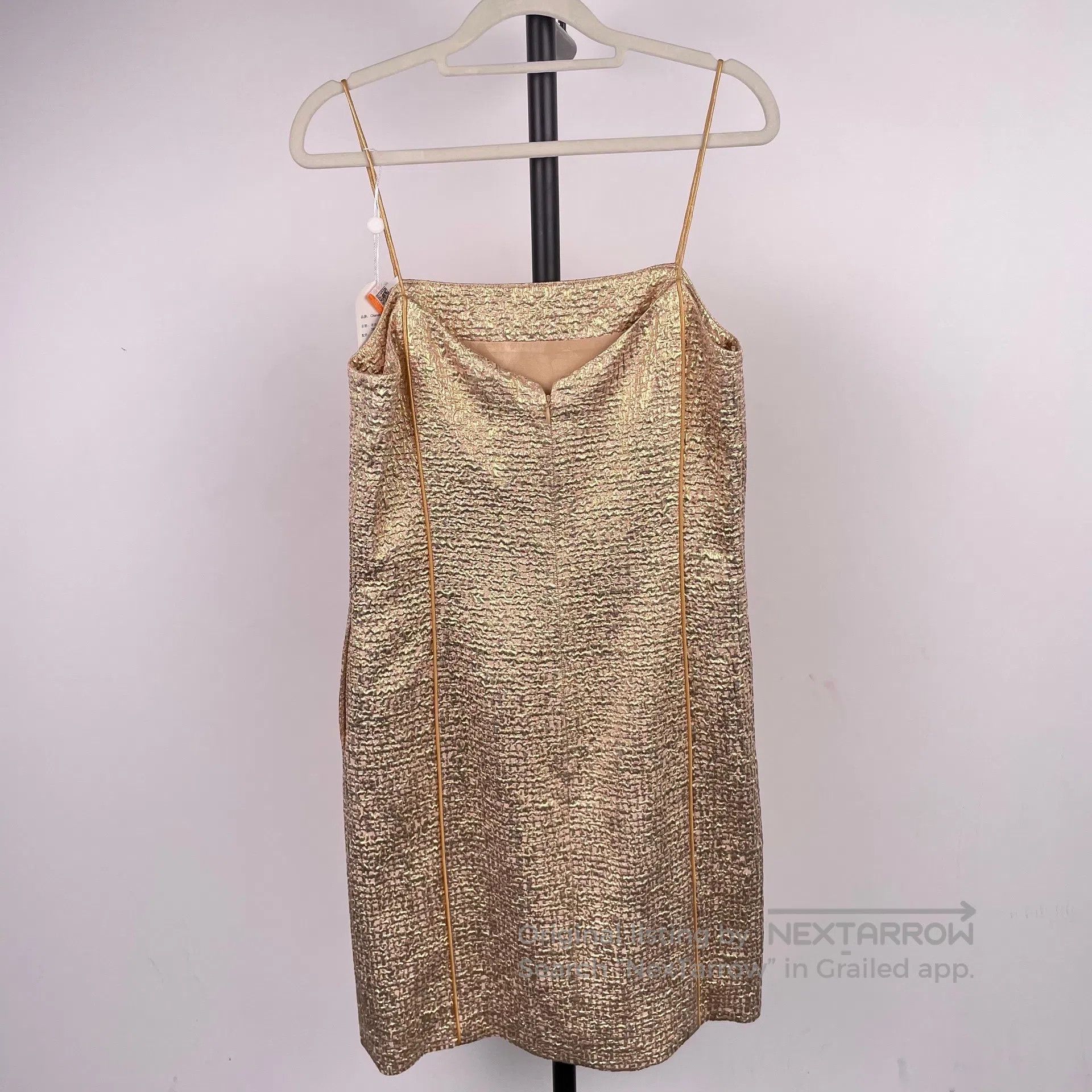Chanel Chanel Gold foil pleated texture square neck tube dress si Size XS / US 0-2 / IT 36-38 - 2 Thumbnail
