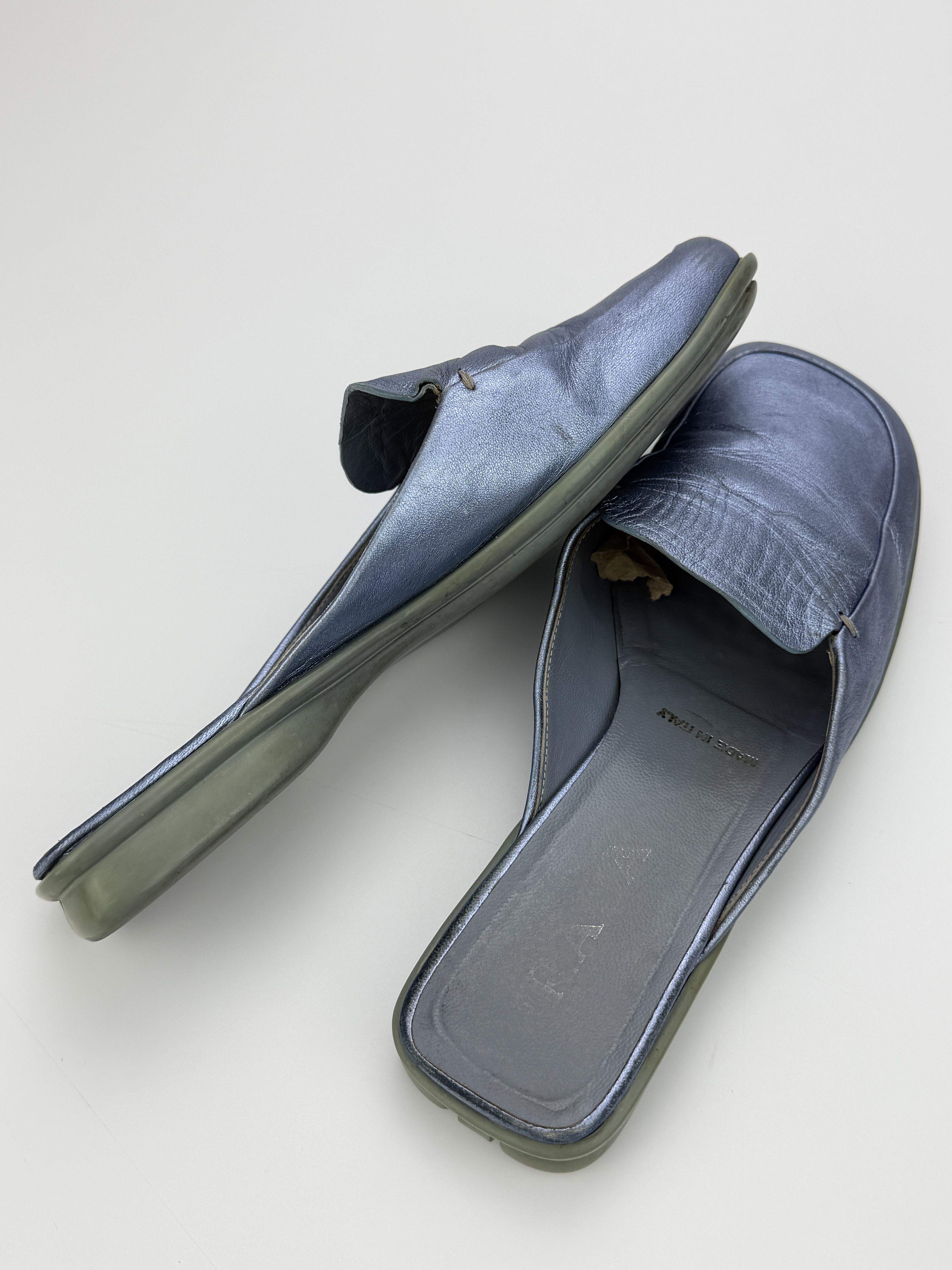 Prada Vintage Prada Blue Leather Mules Sandals Size US 7.5 / IT 37.5 - 8 Thumbnail