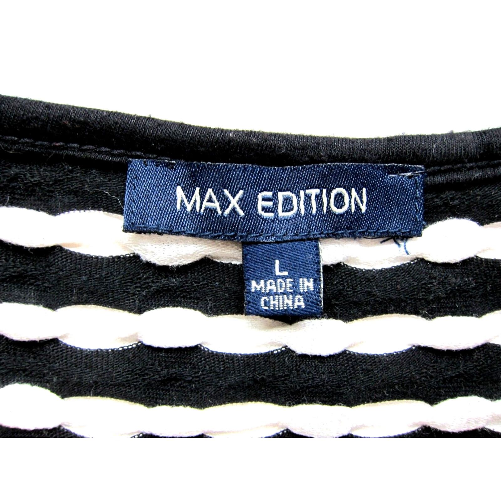 Vintage Max Edition Black White Polka Dot Waffle Stretch 3/4 Sleeve Fit Flare Dress L Size L / US 10 / IT 46 - 3 Thumbnail