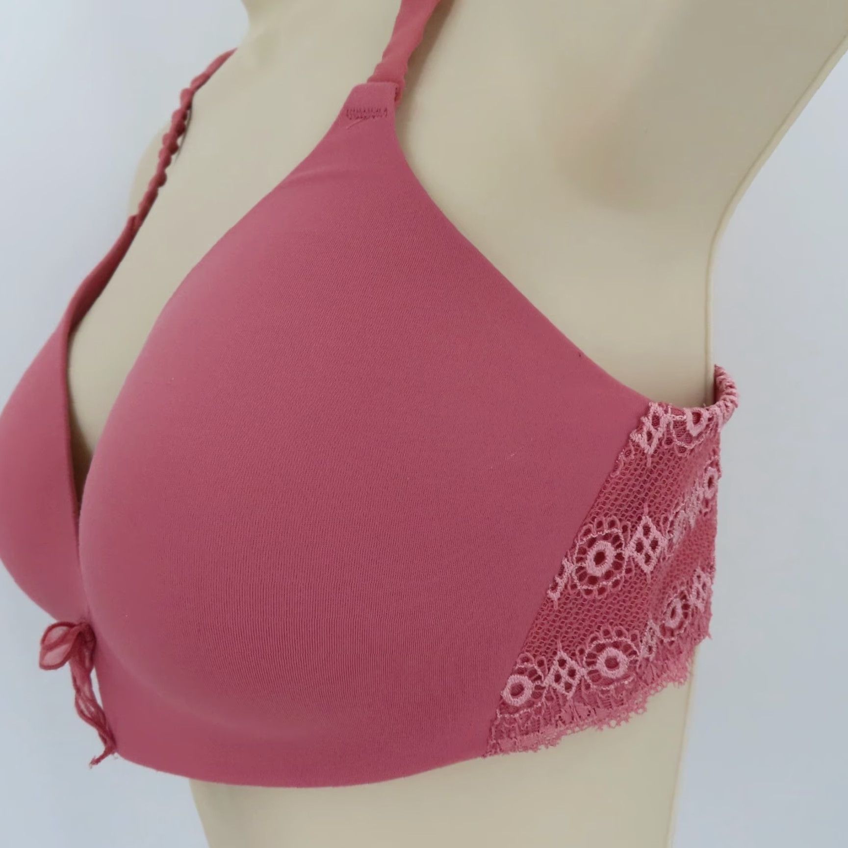 Victoria's Secret Victoria's Secret 34D Ipex Wireless Lined Padded Bra Lace Bow Accent Pink, T-Shirt, Bra, Women, 34D, NS, 34 Band, D Cup Size ONE SIZE - 5 Thumbnail