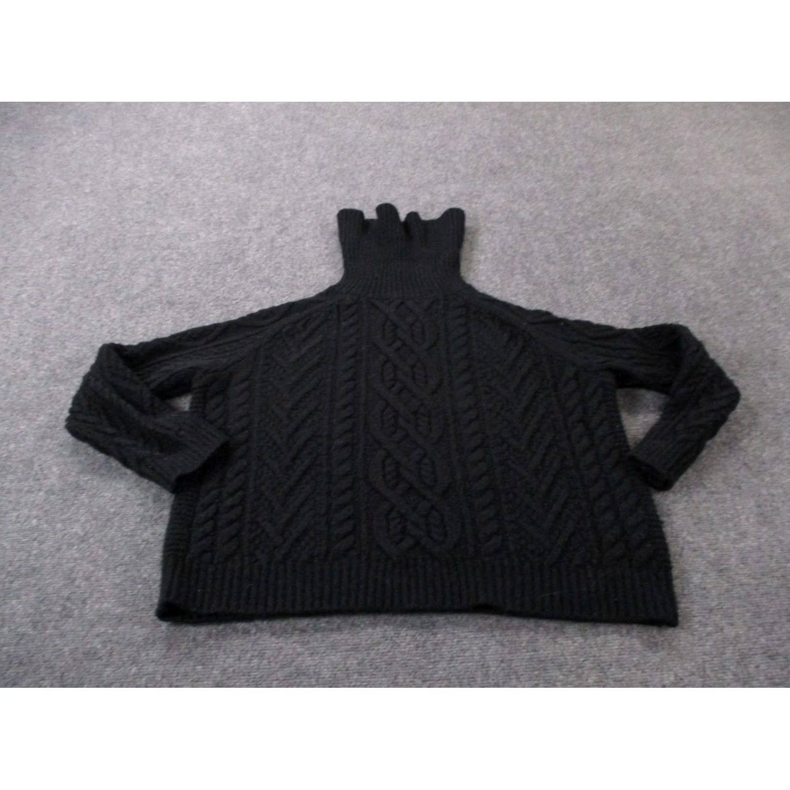 Polo Ralph Lauren Polo Ralph Lauren Sweater Women's XL Cable-Knit Turtle Neck Black Wool Blend Pullover Size XL / US 12-14 / IT 48-50 - 2 Thumbnail