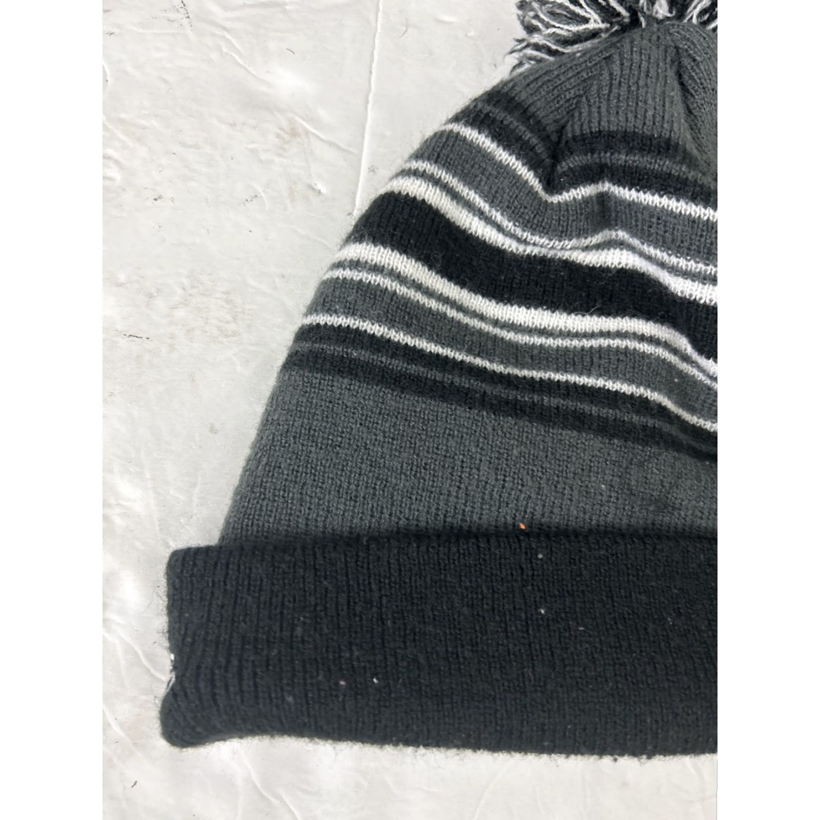New Era BROOKLYN NETS NEW ERA NBA POM BEANIE STRIPED ADULT HAT BLACK GREY WHITE Size ONE SIZE - 7 Thumbnail