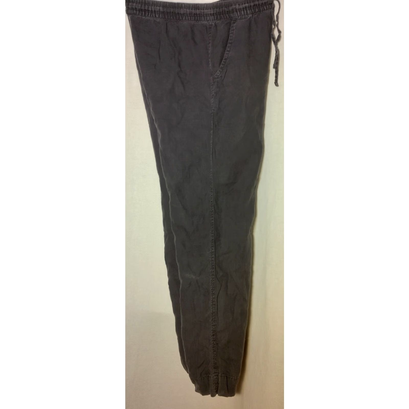 Vintage L.L. Bean Pants Woman Size 8 Linen Gray Elastic Flat Front Straight Leg 30" Inseam Women Regular Comfort Casual Workwear Size 30" / US 8 / IT 44 - 4 Thumbnail