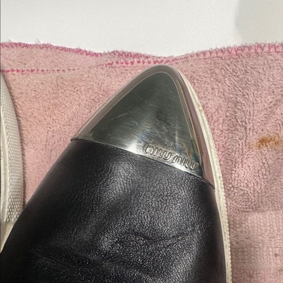 Miu Miu Miu Miu Black and Silver Slip-On Loafers Size US 8.5 / IT 38.5 - 5 Thumbnail