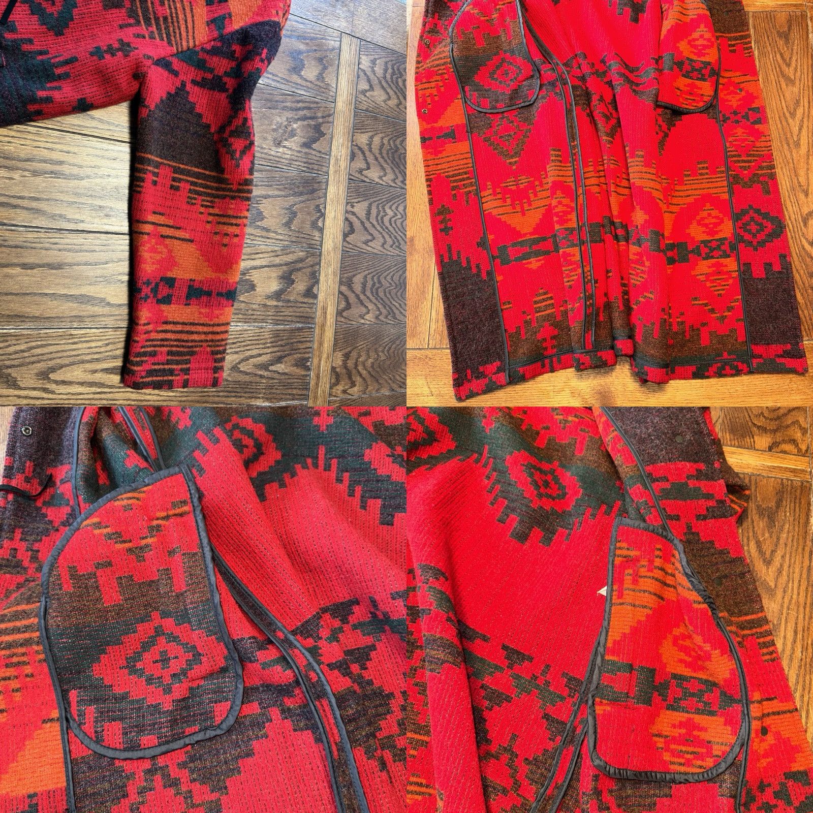Vintage VTG Woolrich Wool Jacket Women Large Red Aztec Duster Blanket Trench Coat USA Long 52x24 Pit to Pit Size L / US 10 / IT 46 - 8 Thumbnail