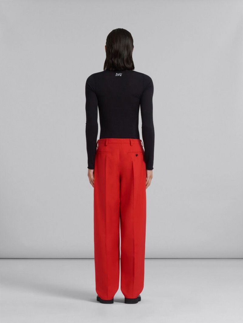 Marni o1w1db11124 Tropical Wool Tailored Trouser in Red Size US 30 / EU 46 - 3 Thumbnail