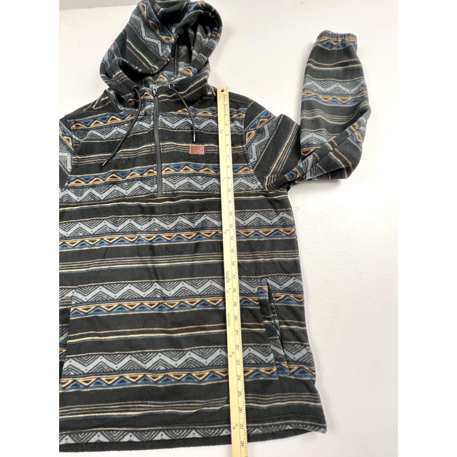 O'Neill O'Neill Hoodie Mens M Gray 1/4 Zip Fleece Tribal Striped Aztec Sweatshirt Pullover Pocket Zipper High Neck Logo Patch Size US M / EU 48-50 / 2 - 6 Thumbnail