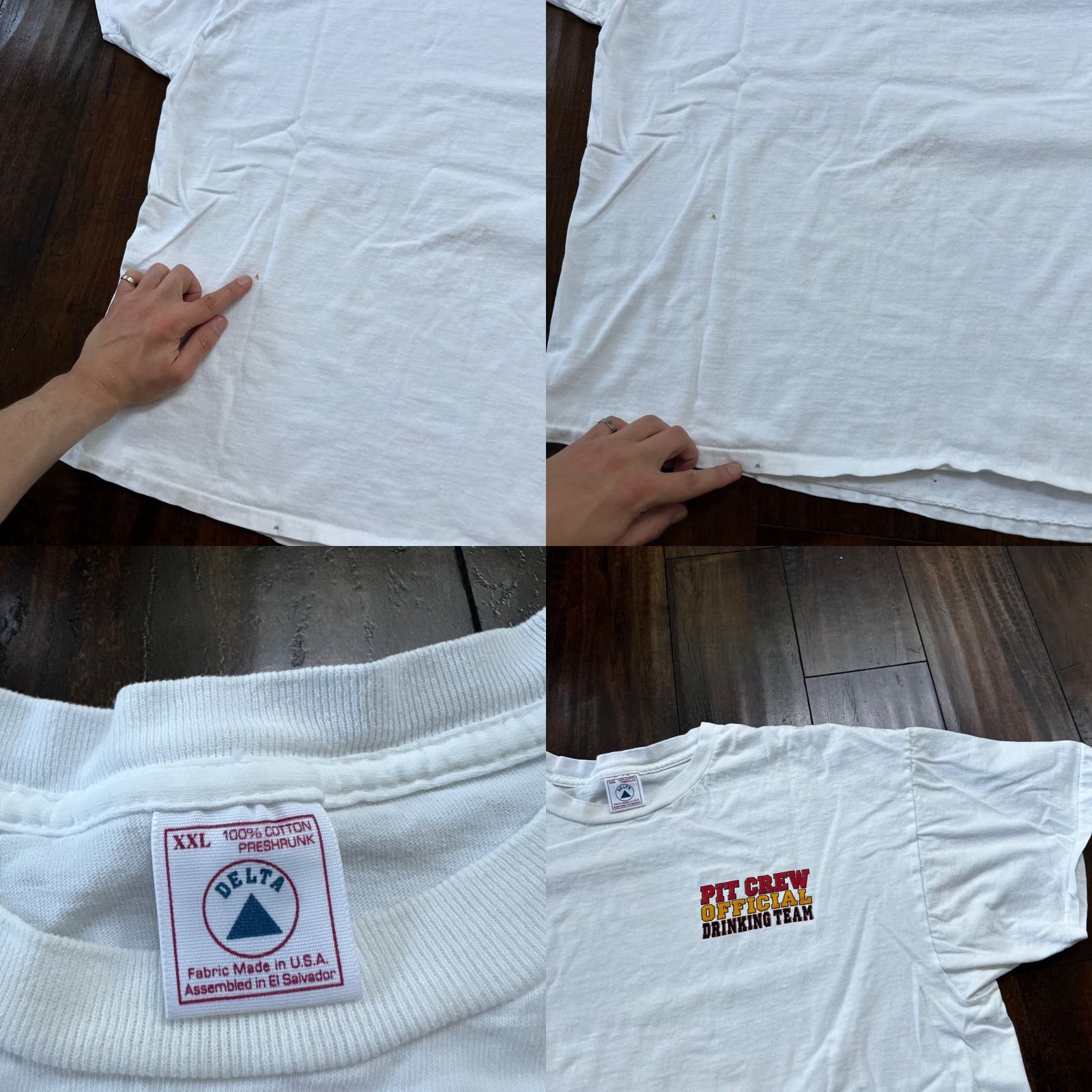 Delta VINTAGE Delta T-Shirt Pit Crew Drinking Team Funny VTG Beer Budweiser Racing Cars 2XL White Mens Size US XXL / EU 58 / 5 - 8 Thumbnail