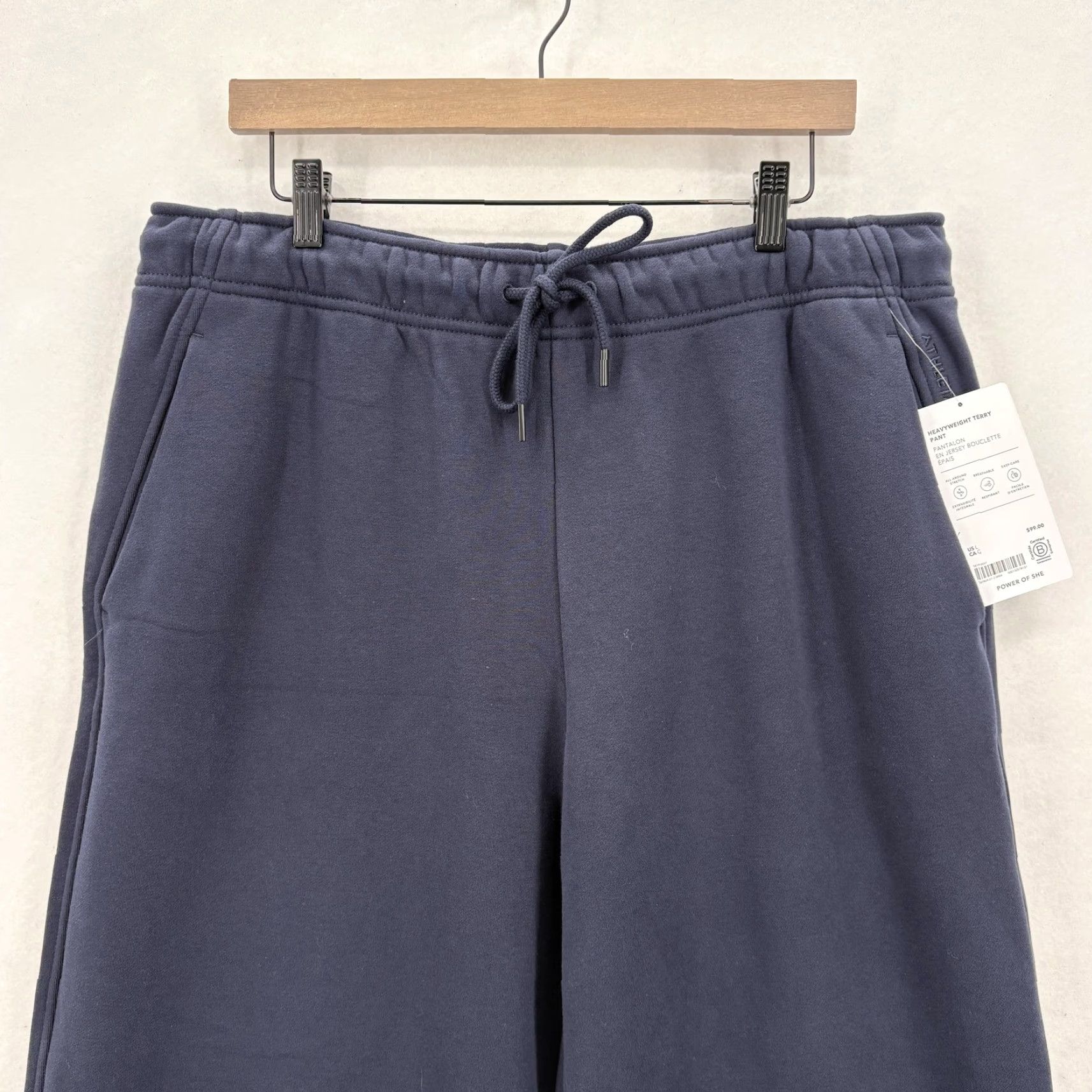 Athleta Athleta Heavyweight Terry Pants Womens Large Navy Sweatpants Lounge Cozy Stretch Size 36" / US 14 / IT 50 - 2 Thumbnail