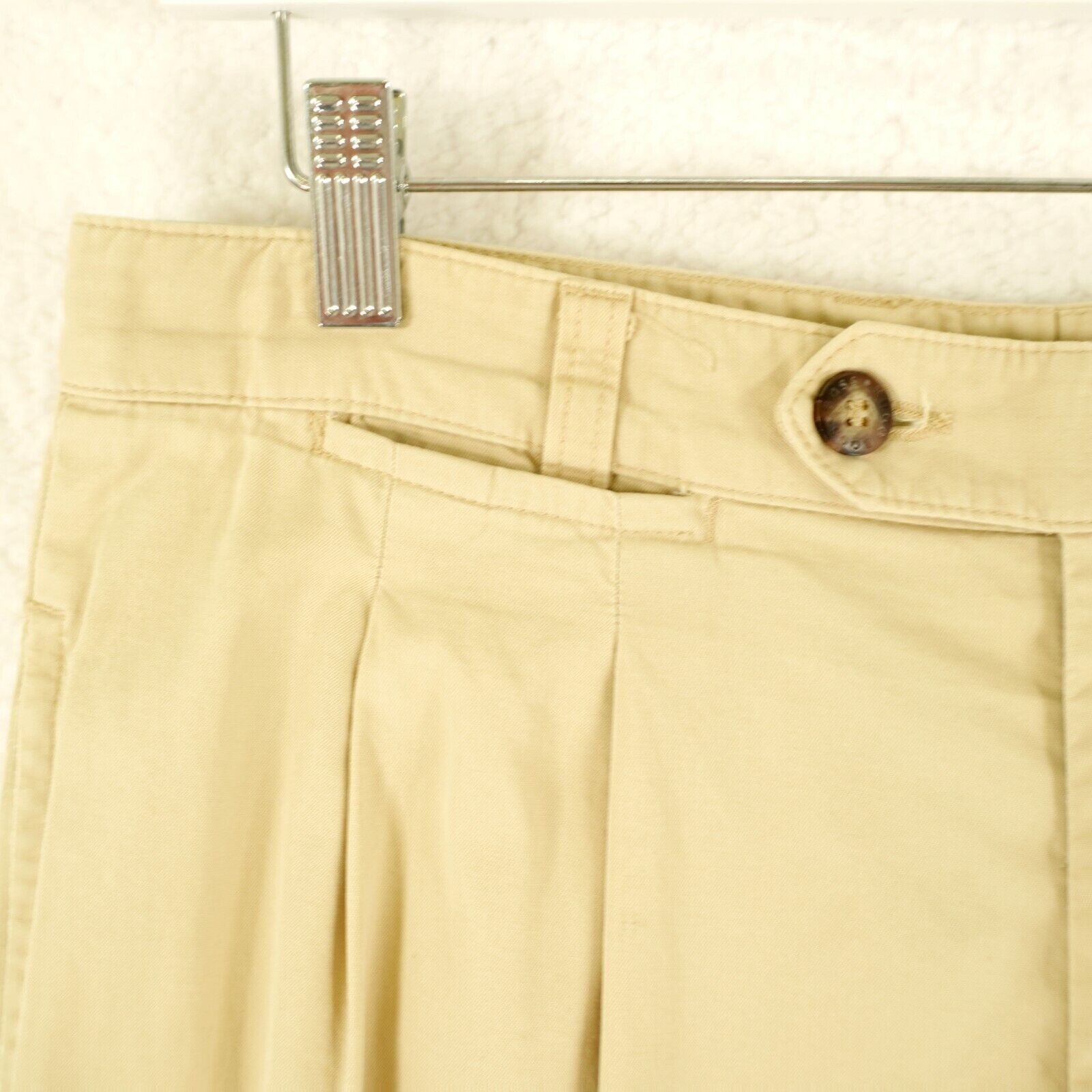 Hugo Boss Hugo Boss King Cream Yellow Pleated High Rise Cotton Chino P Size US 32 / EU 48 - 4 Thumbnail