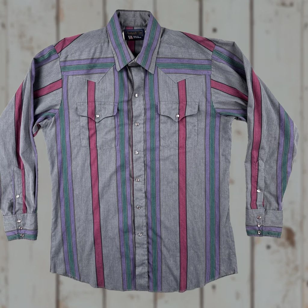 Vintage VINTAGE Panhandle Slim Shirt Western XL Long Sleeve Pearl Snap Made In USA 1990s Rockabilly Cowboy Shirt Mens Size US XL / EU 56 / 4 - 1 Thumbnail