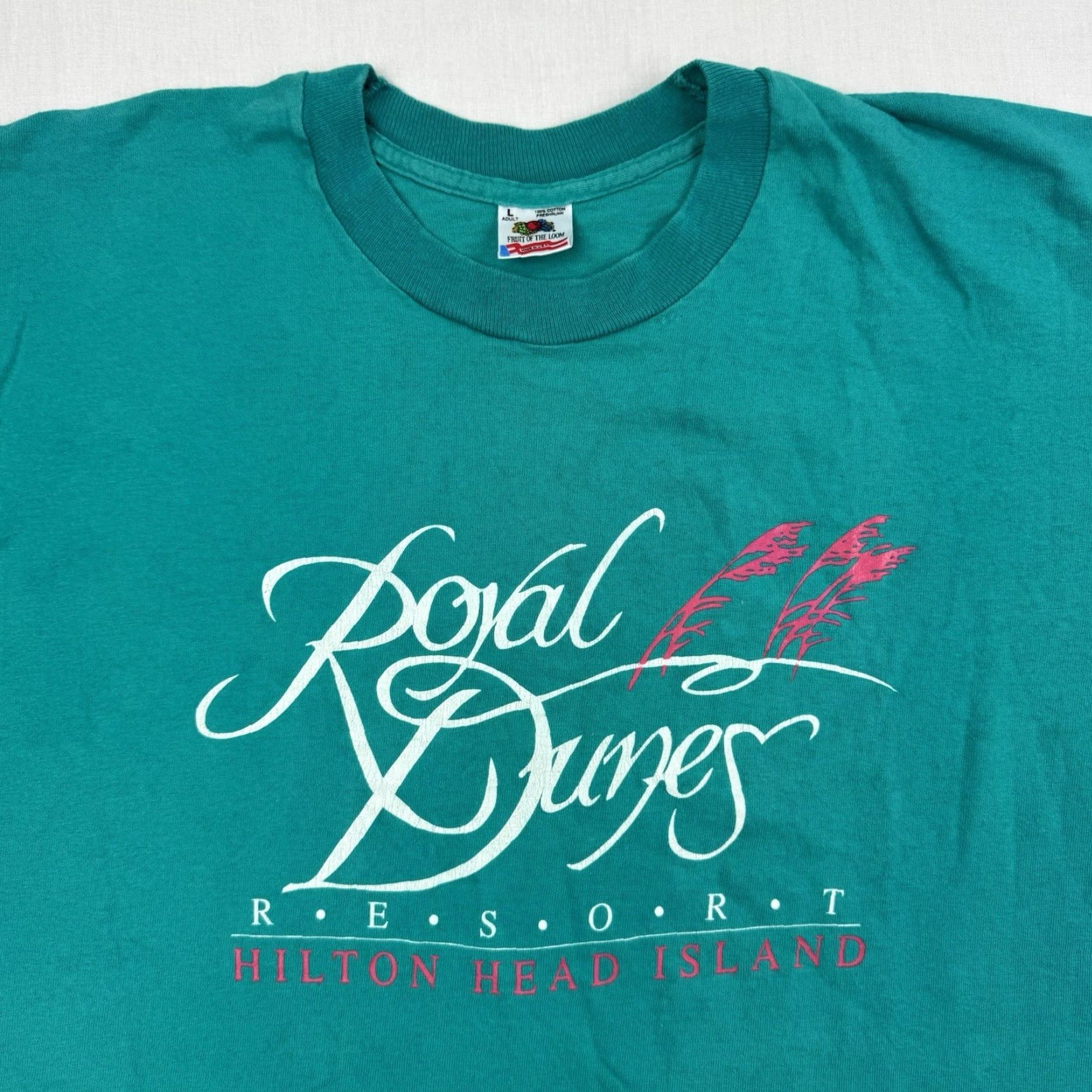 Fruit Of The Loom VINTAGE Royal Dunes Resort Hilton Head Island T Shirt Adult Large Vacation Hotel Mens 90s USA Blue Crew Neck Short Sleeve Fruit of the Loom T-Shirt Size US L / EU 52-54 / 3 - 3 Thumbnail