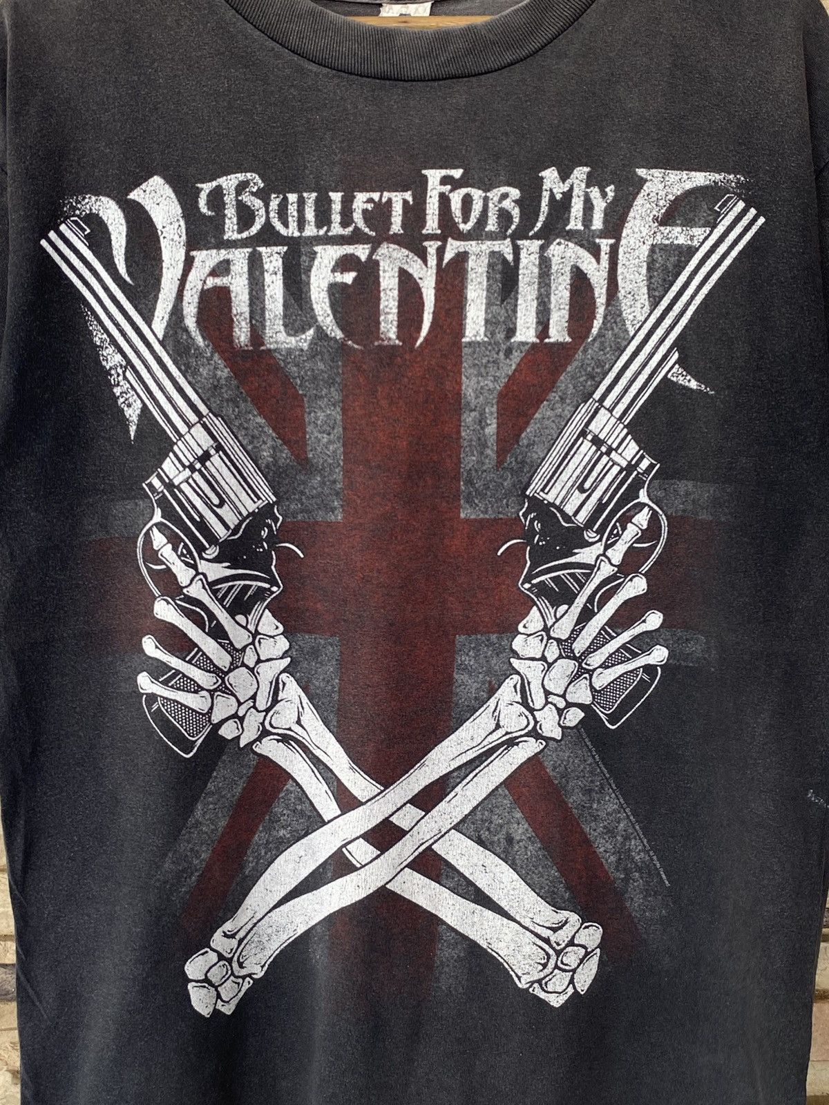 Vintage Vintage Bullet For My Valentine Skeleton Hands Crossed Guns Union Jack Band Tees Faded Size US M / EU 48-50 / 2 - 2 Thumbnail
