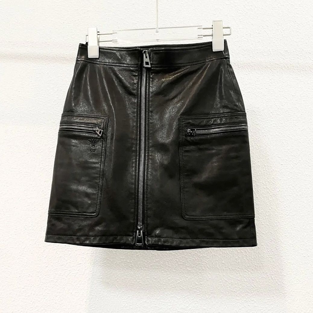 Dior Dior Lambskin Leather Mini Skirt Size 34 Size 25" / US 0 / IT 36 - 1 Thumbnail