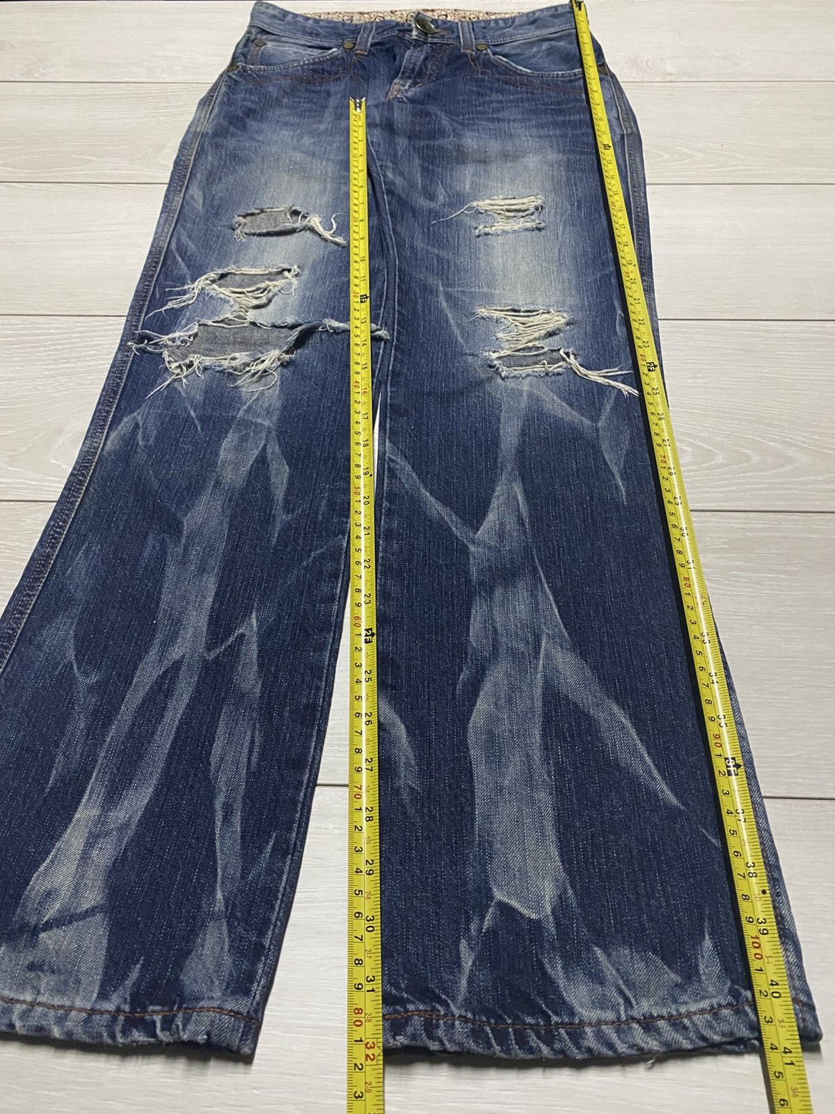 Junya Watanabe Edwin Blue Trip Thunder Faded Ripped Loose Jeans Size US 30 / EU 46 - 18 Thumbnail