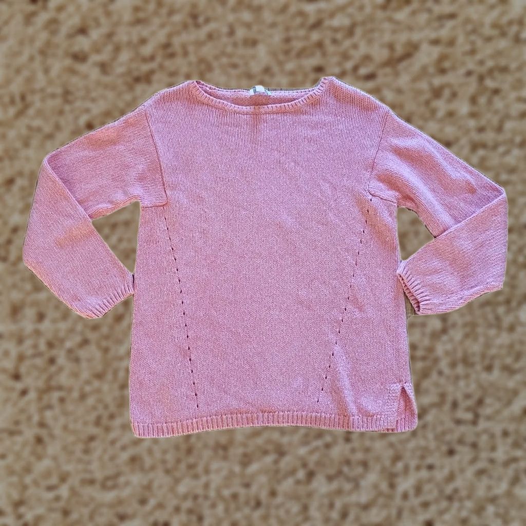 J. Jill J. Jill Sweater Shirt Top Womens Medium Pink Knit Classic Long Sleeve Round Neck Tight Knit Pullover Size M / US 6-8 / IT 42-44 - 1 Thumbnail