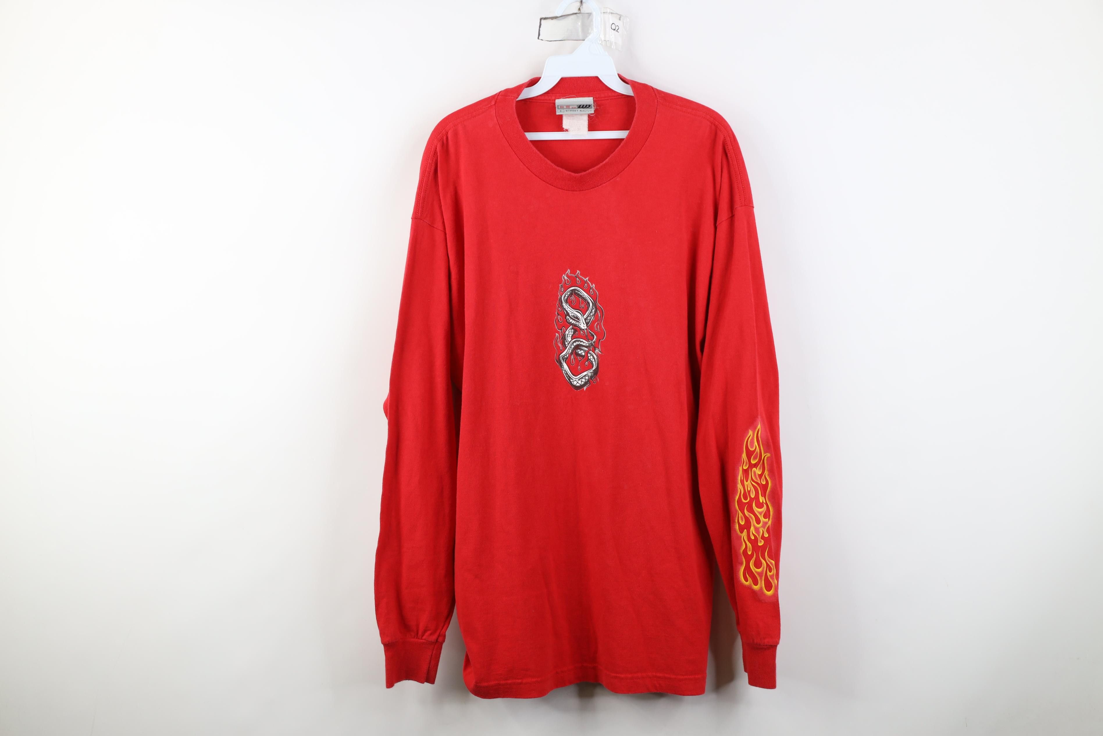Vintage Vintage 90s Y2K Streetwear Snake Fire Long Sleeve T-Shirt Size US XL / EU 56 / 4 - 1 Thumbnail