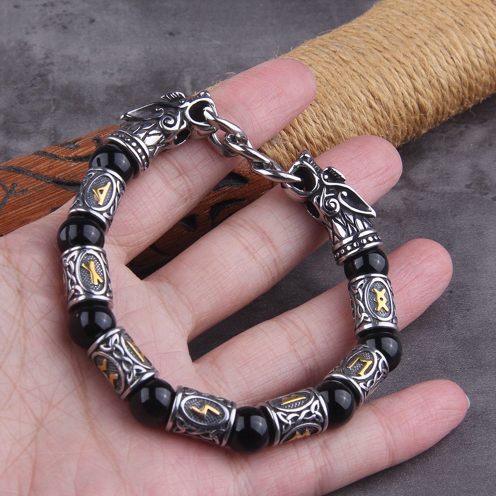 Other Goth Dragon Head Viking Rune Bracelet Size ONE SIZE - 5 Thumbnail