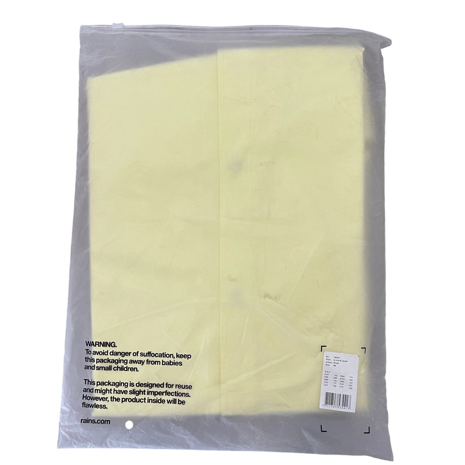 Rains Raincoat RAINS A-Line Womens Jacket Hood Straw Yellow XS Size XS / US 0-2 / IT 36-38 - 5 Thumbnail
