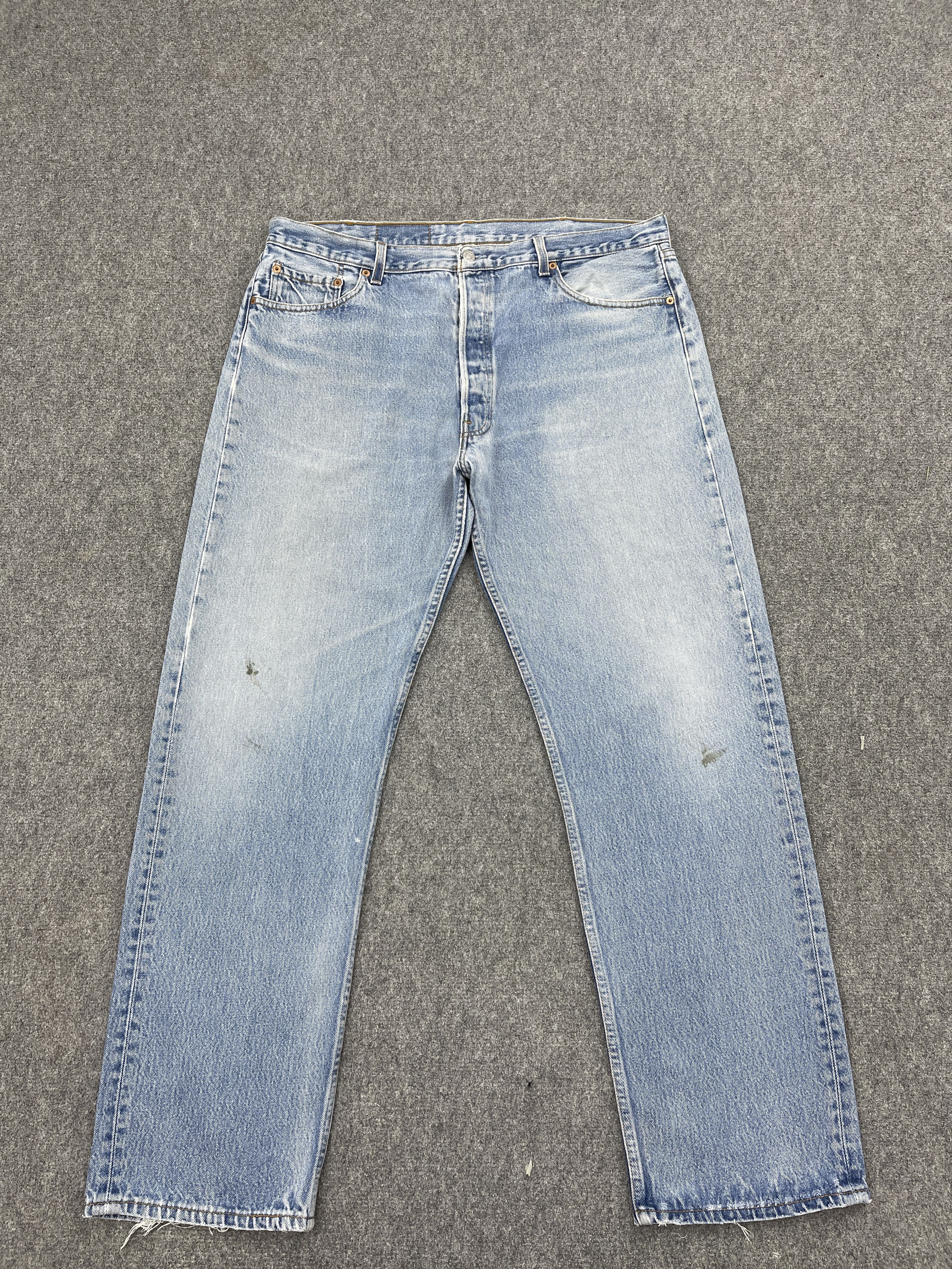 image of 90's Levis 501 Faded Blue Jeans in Blue Denim, Men's (Size 38)