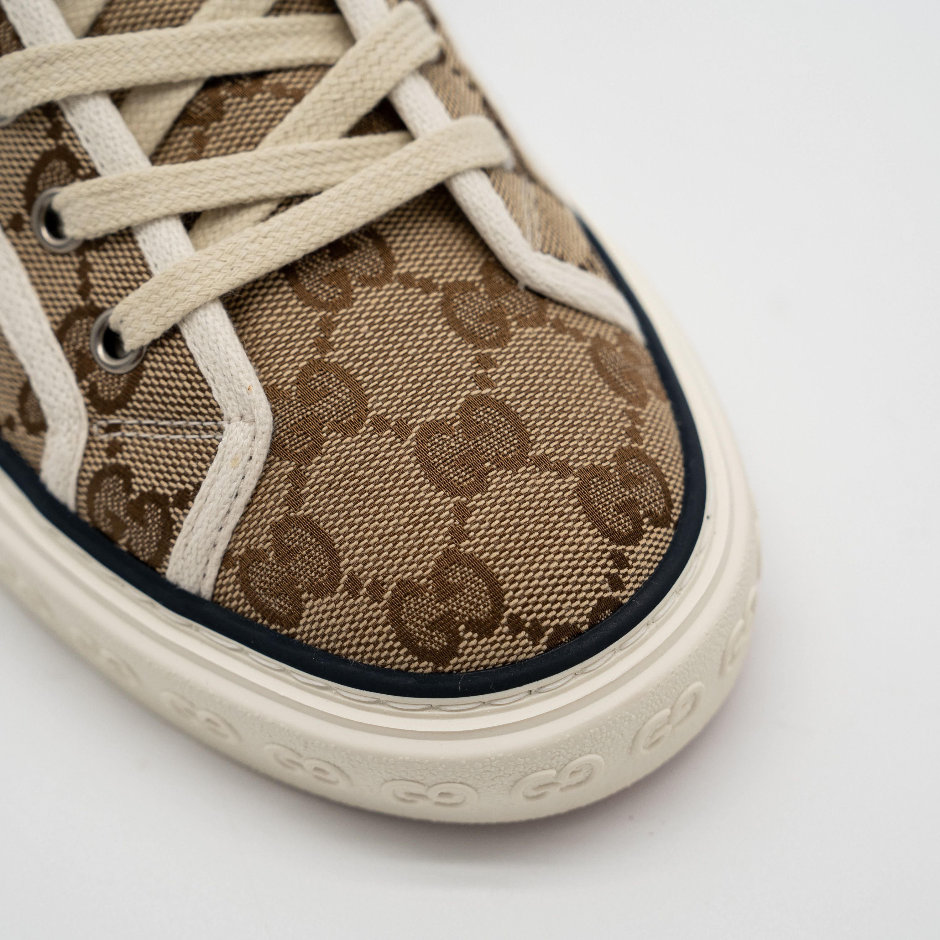 Gucci 42G Gucci GG Canvas Tennis 1977 Beige High Top Sneakers Size US 12 / IT 42 - 7 Thumbnail