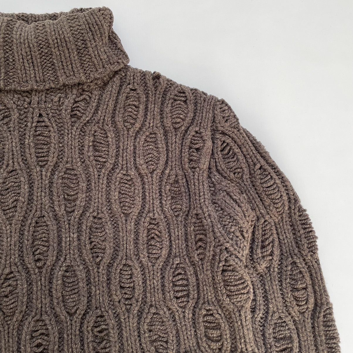 Dries Van Noten 3D Patterned Brown Wool Sweater Size US XL / EU 56 / 4 - 5 Thumbnail