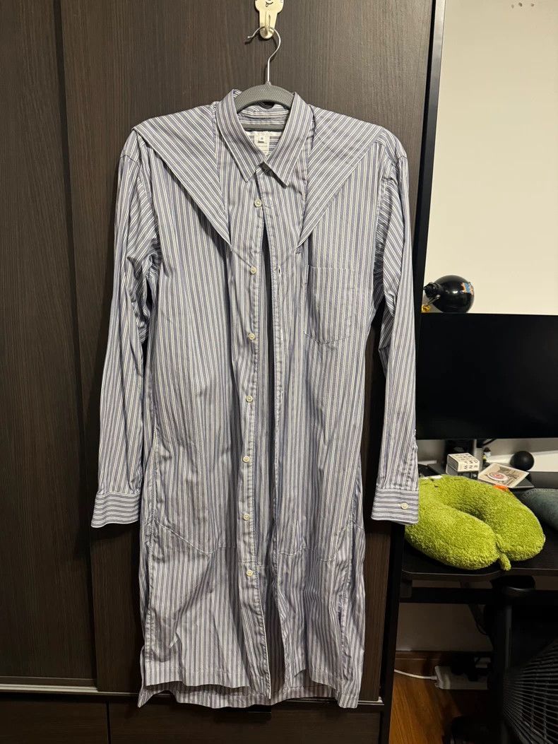 Comme des Garcons Comme Des Garcons Blue and white striped navy collar shirt Size M / US 6-8 / IT 42-44 - 1 Thumbnail