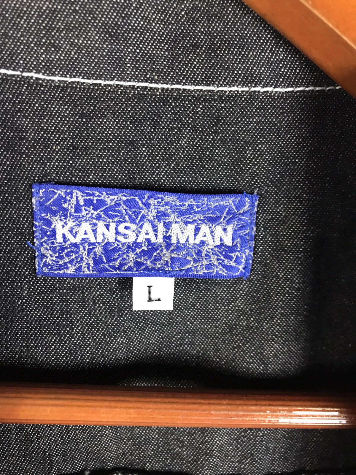 Kansai Yamamoto Vintage Kansai Man Kanji Embroidery Denim Shirt Size US L / EU 52-54 / 3 - 11 Thumbnail