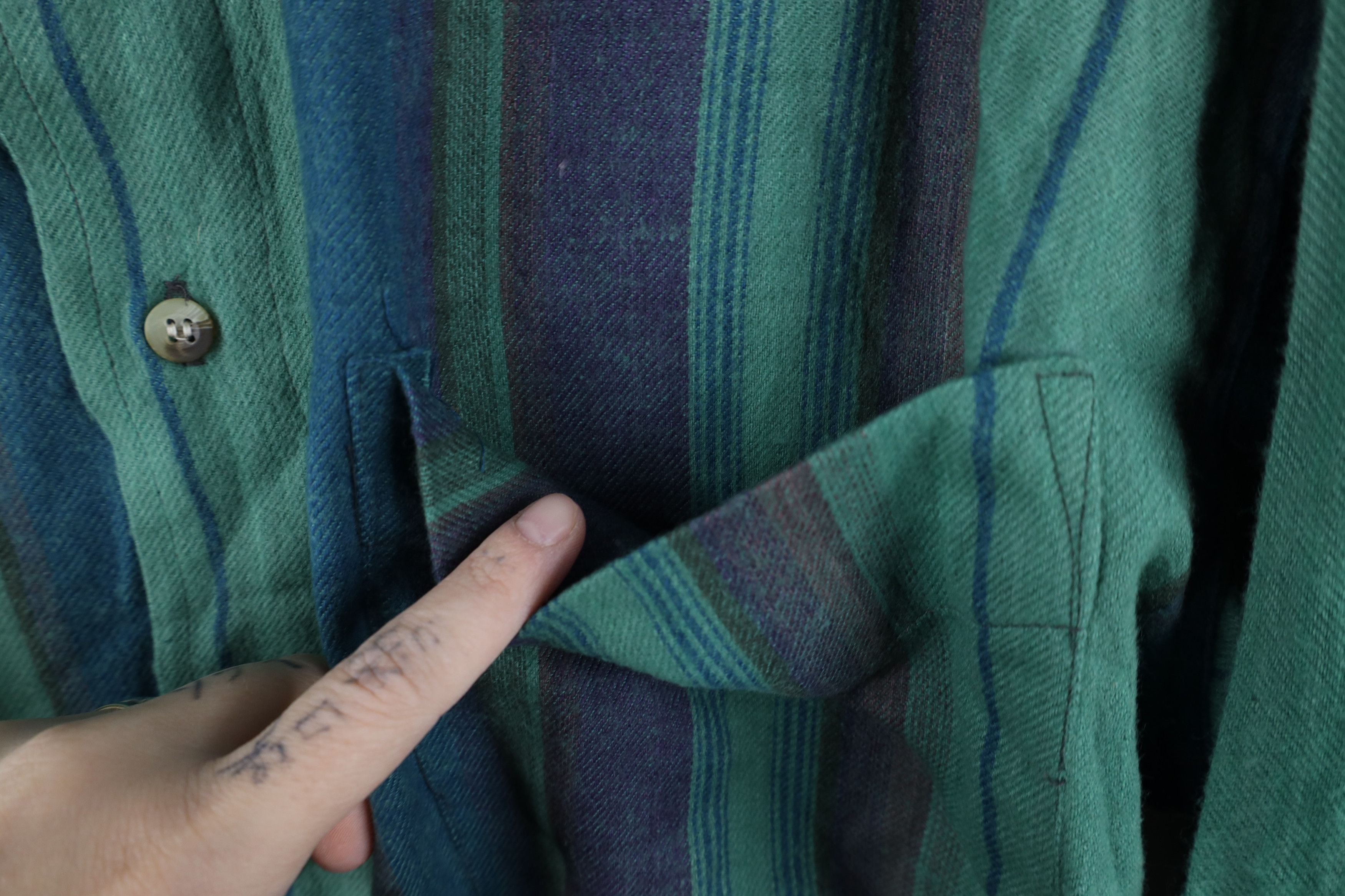 Vintage Vintage 90s Streetwear Flannel Band Collar Button Shirt Size US XXL / EU 58 / 5 - 5 Thumbnail