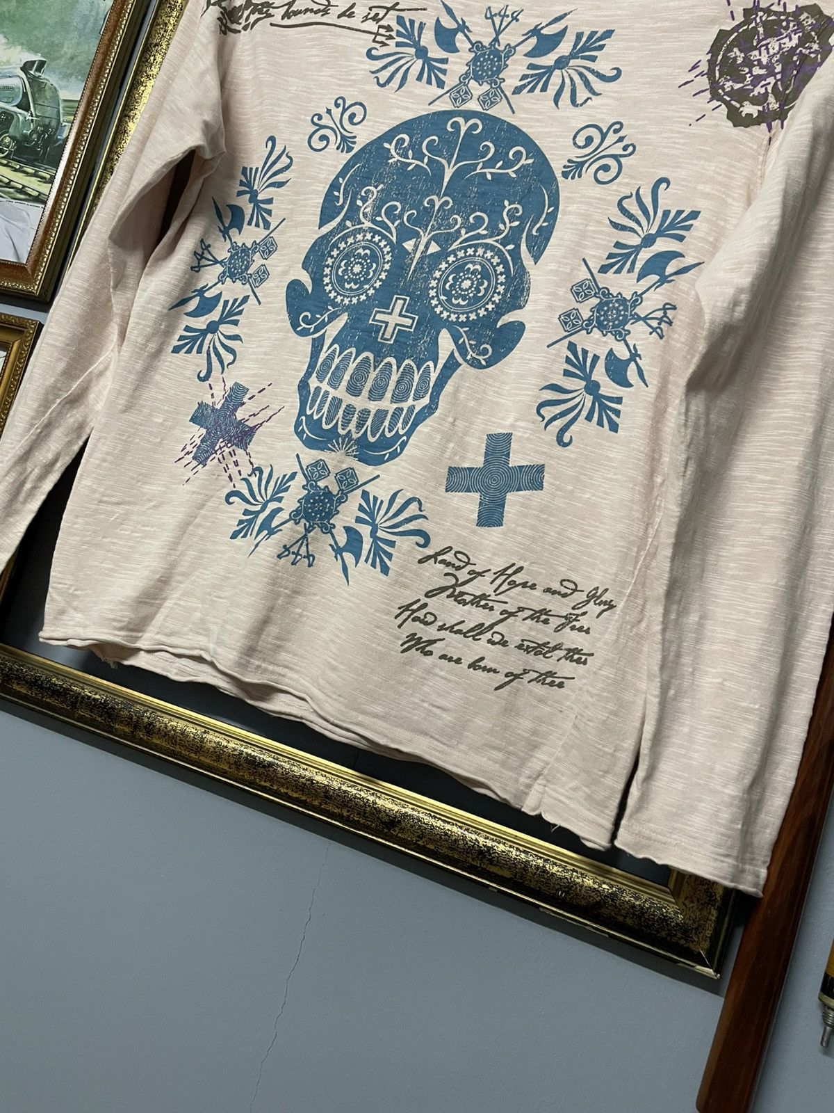 Japanese Brand Vintage 90s Japan Designer Streetwear Big Skull Poem Tshirt Size US M / EU 48-50 / 2 - 4 Thumbnail