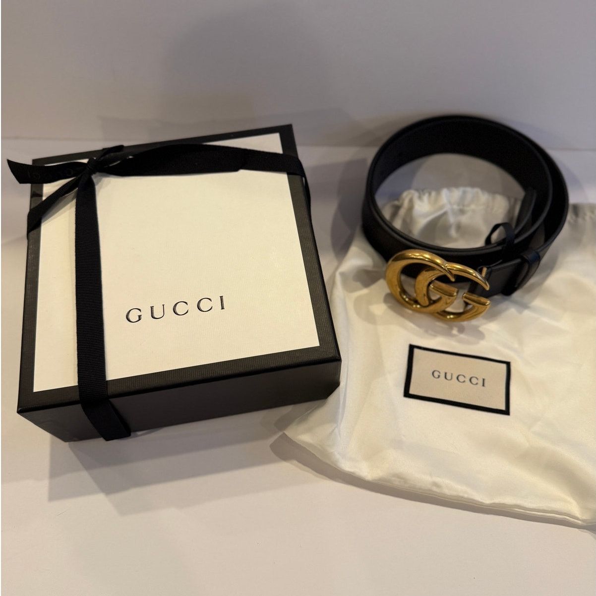 Gucci Gucci Black Leather Marmount Wide Belt Size 80 Size ONE SIZE - 2 Thumbnail