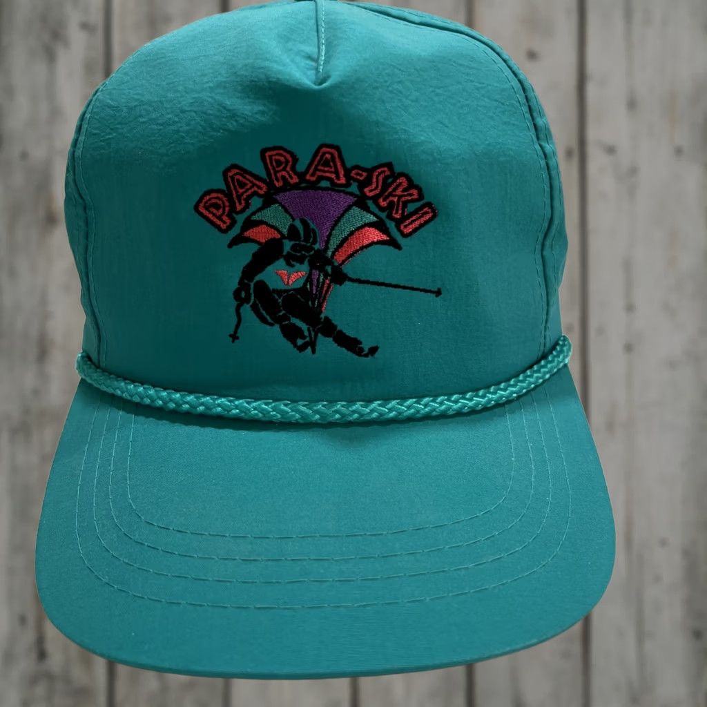 Vintage VINTAGE 1995 Para Ski World Meet Snowbird Snapback Hat Cap Adjustable Turquoise Mens Size ONE SIZE - 1 Thumbnail