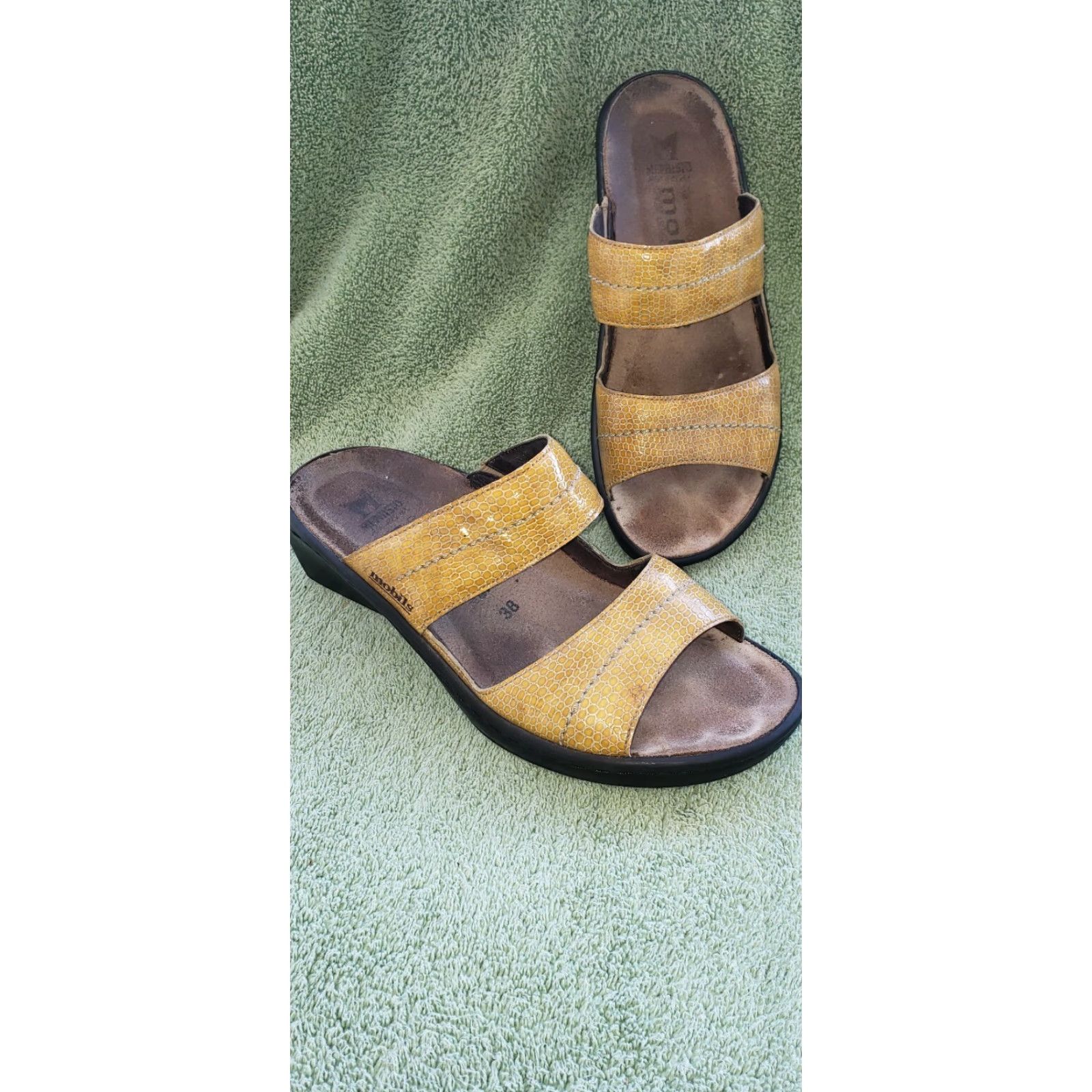 Mephisto Mephisto Mobils Uluria Wedge Slide Sandal US7.5 EU38 Tan Leather Womens Shoes Size US 8 / IT 38 - 2 Thumbnail